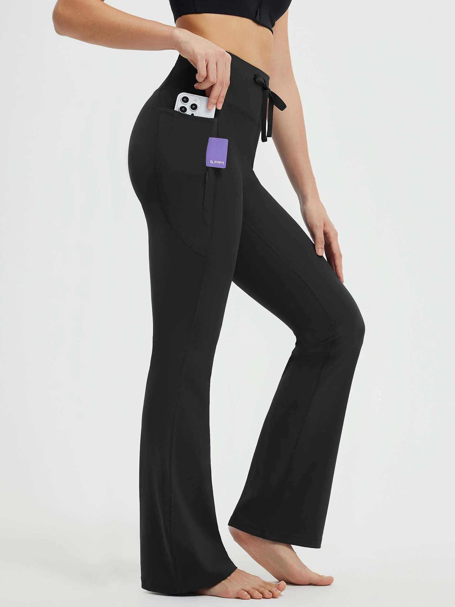All-Season Drawstring High-Waist Flare Yoga Pants - Image 3
