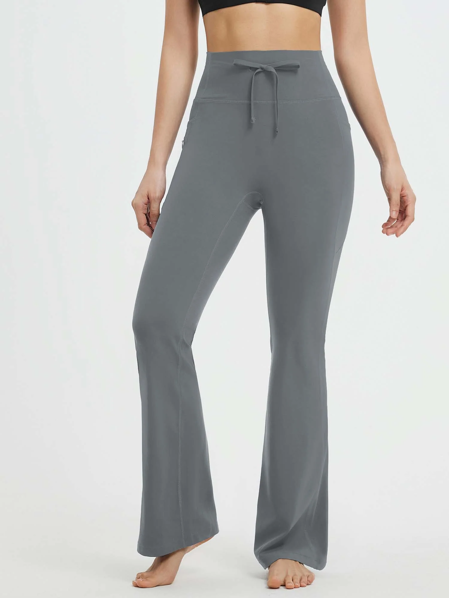 All-Season Drawstring High-Waist Flare Yoga Pants - Image 7