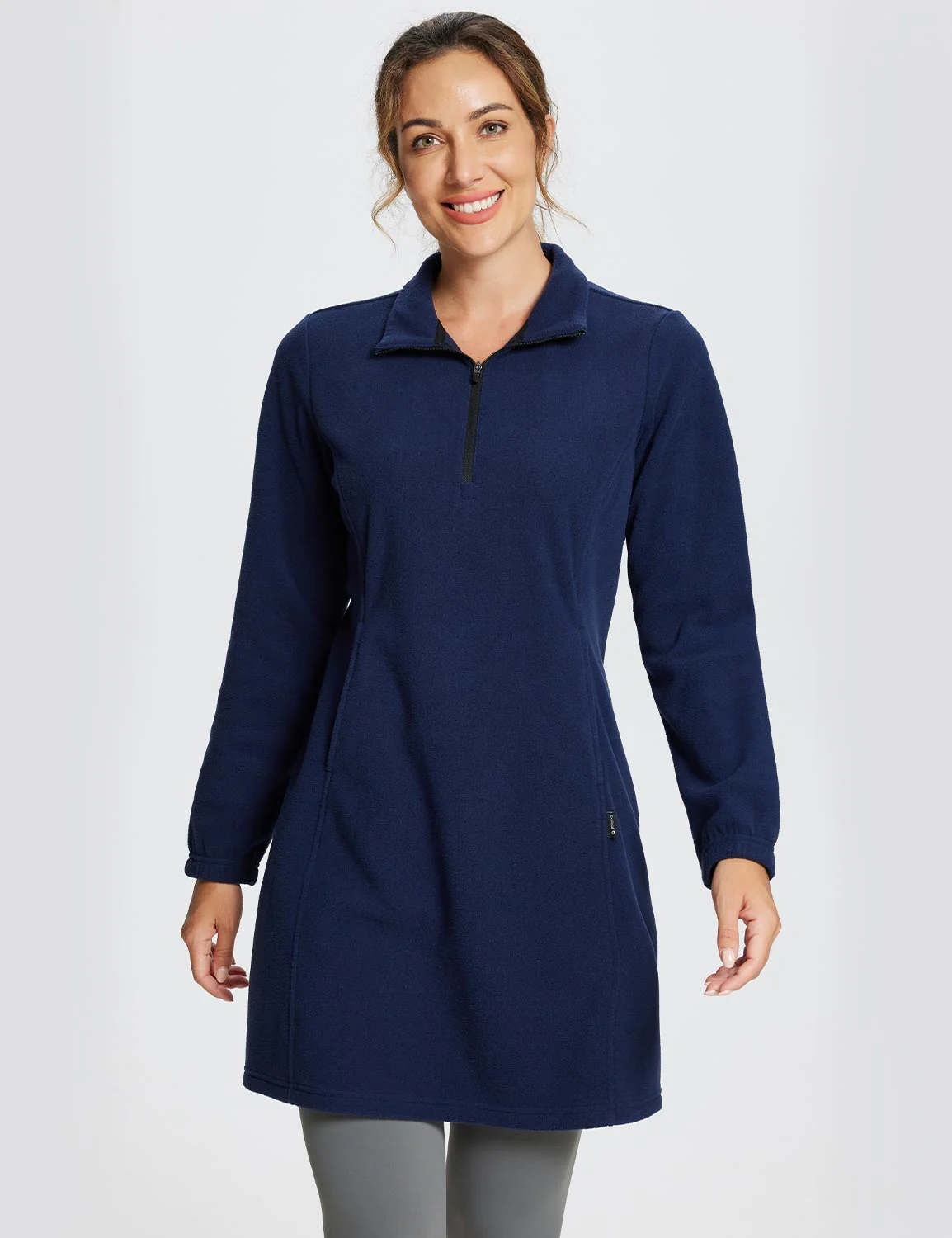 Long-Sleeve Quarter Zip Thermal Tunic Dress - Image 13