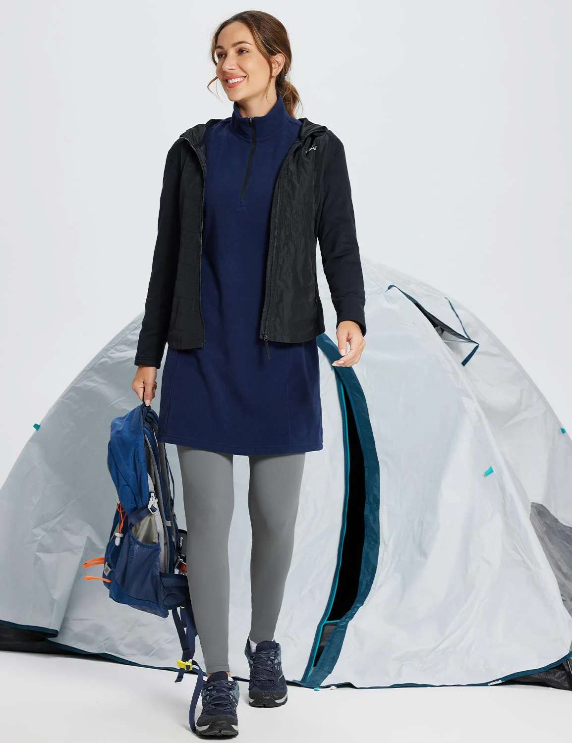 Long-Sleeve Quarter Zip Thermal Tunic Dress - Image 14