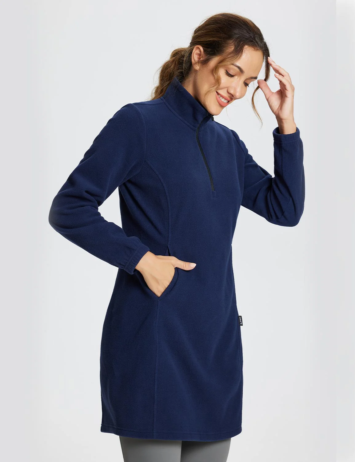 Long-Sleeve Quarter Zip Thermal Tunic Dress - Image 15