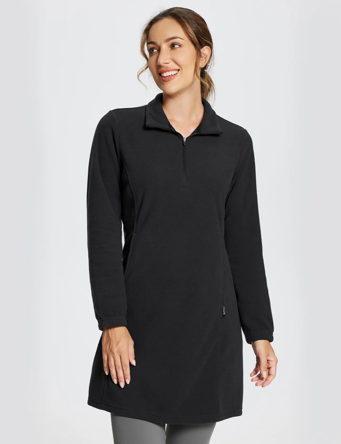 Long-Sleeve Quarter Zip Thermal Tunic Dress - Image 21