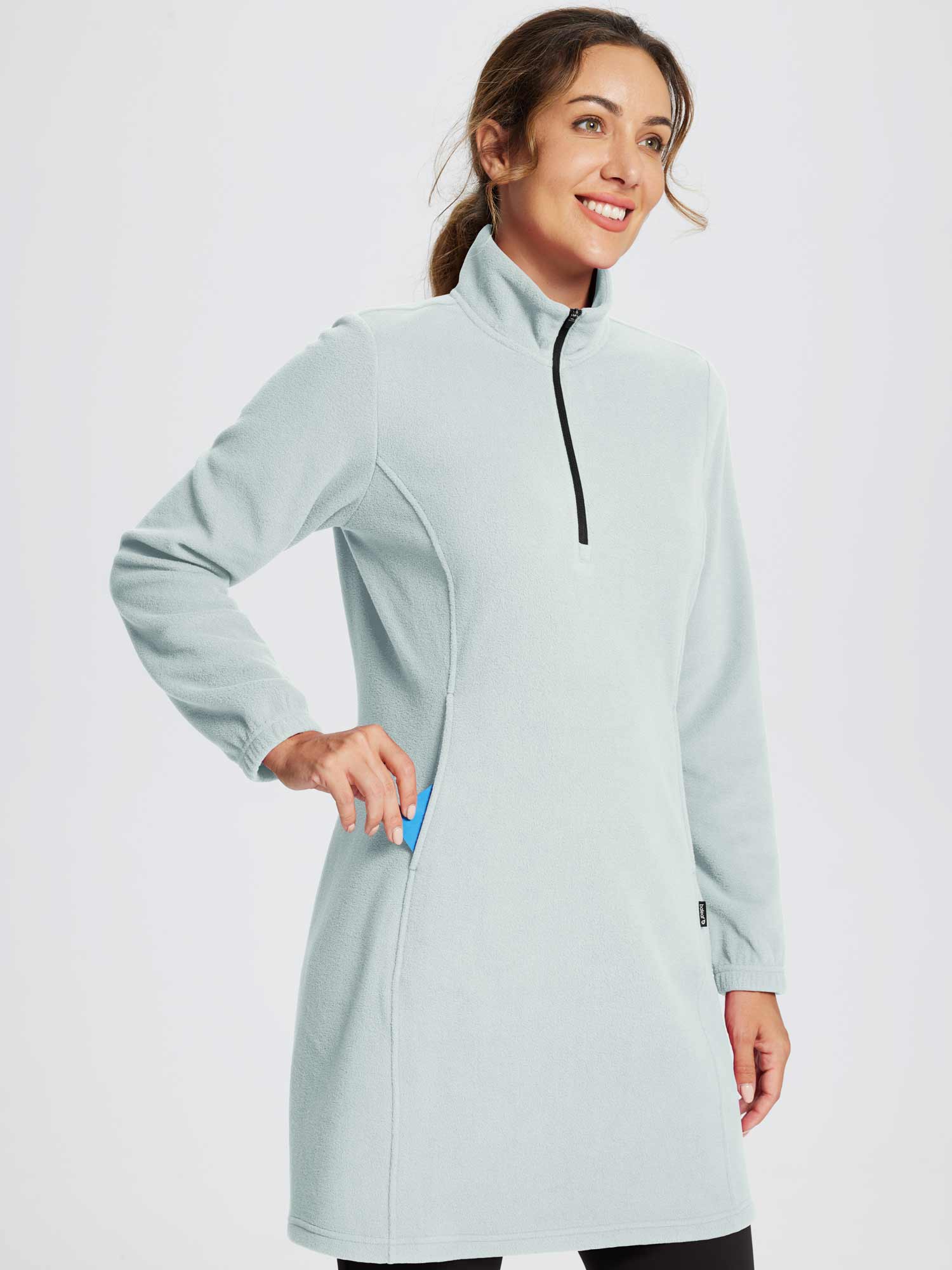 Long-Sleeve Quarter Zip Thermal Tunic Dress - Image 25