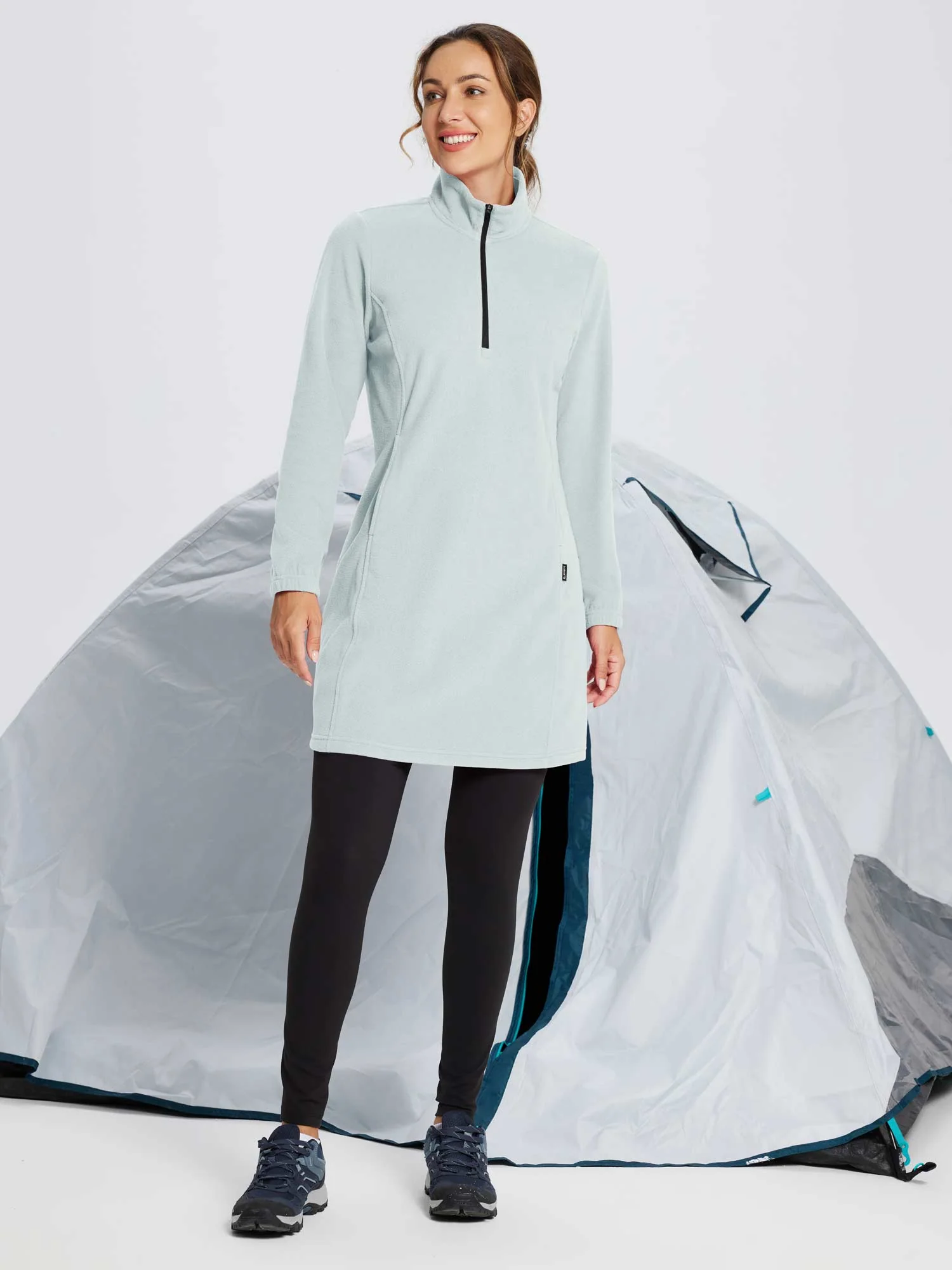 Long-Sleeve Quarter Zip Thermal Tunic Dress - Image 26