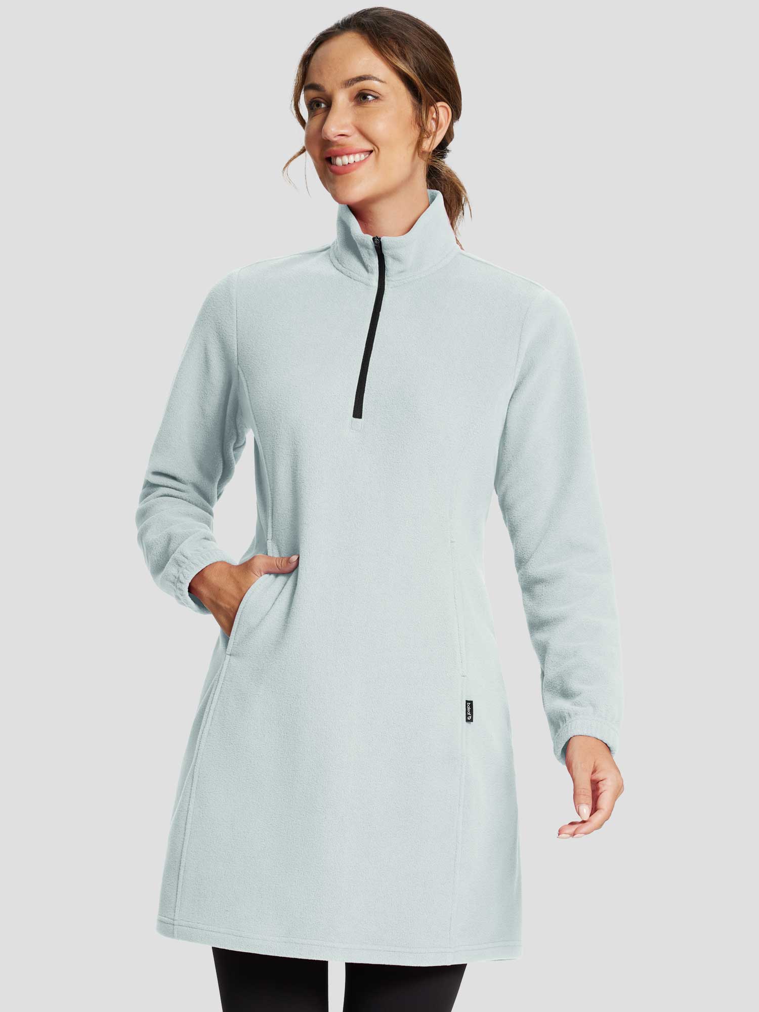 Long-Sleeve Quarter Zip Thermal Tunic Dress - Image 27