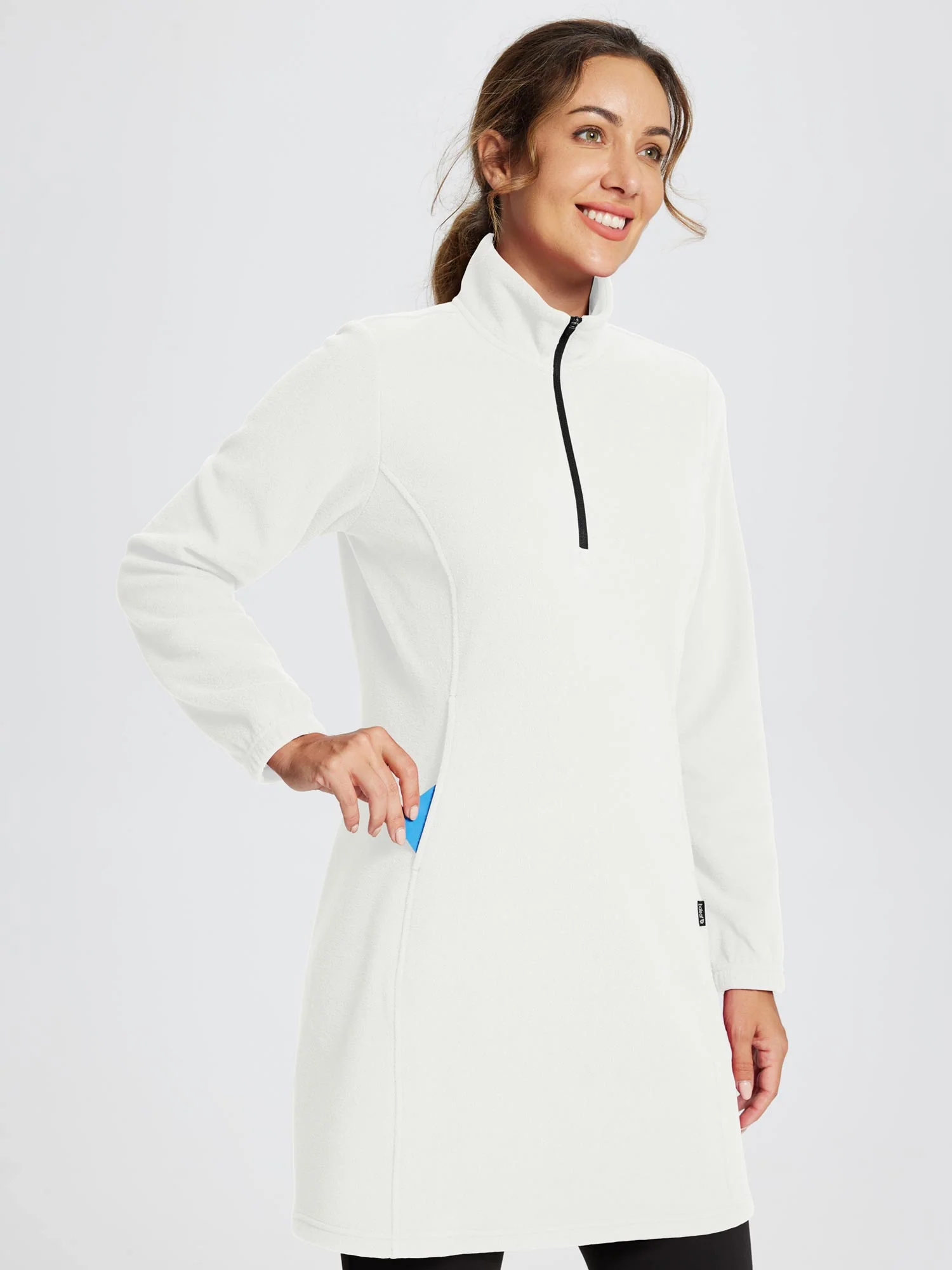 Long-Sleeve Quarter Zip Thermal Tunic Dress - Image 31