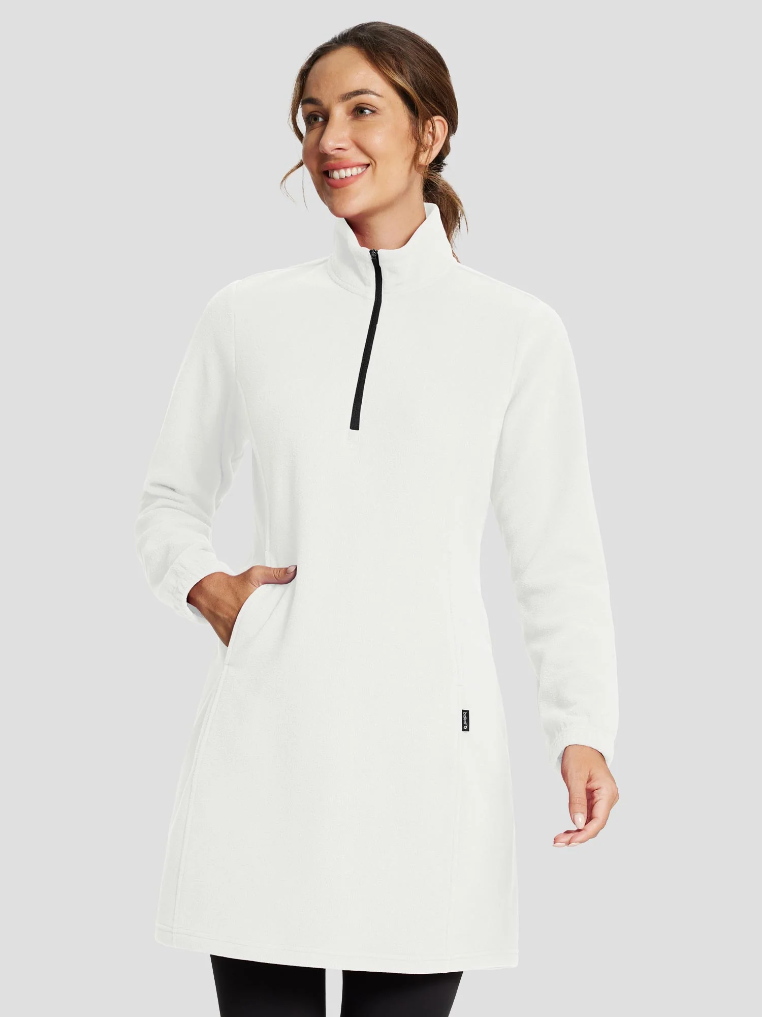 Long-Sleeve Quarter Zip Thermal Tunic Dress - Image 33
