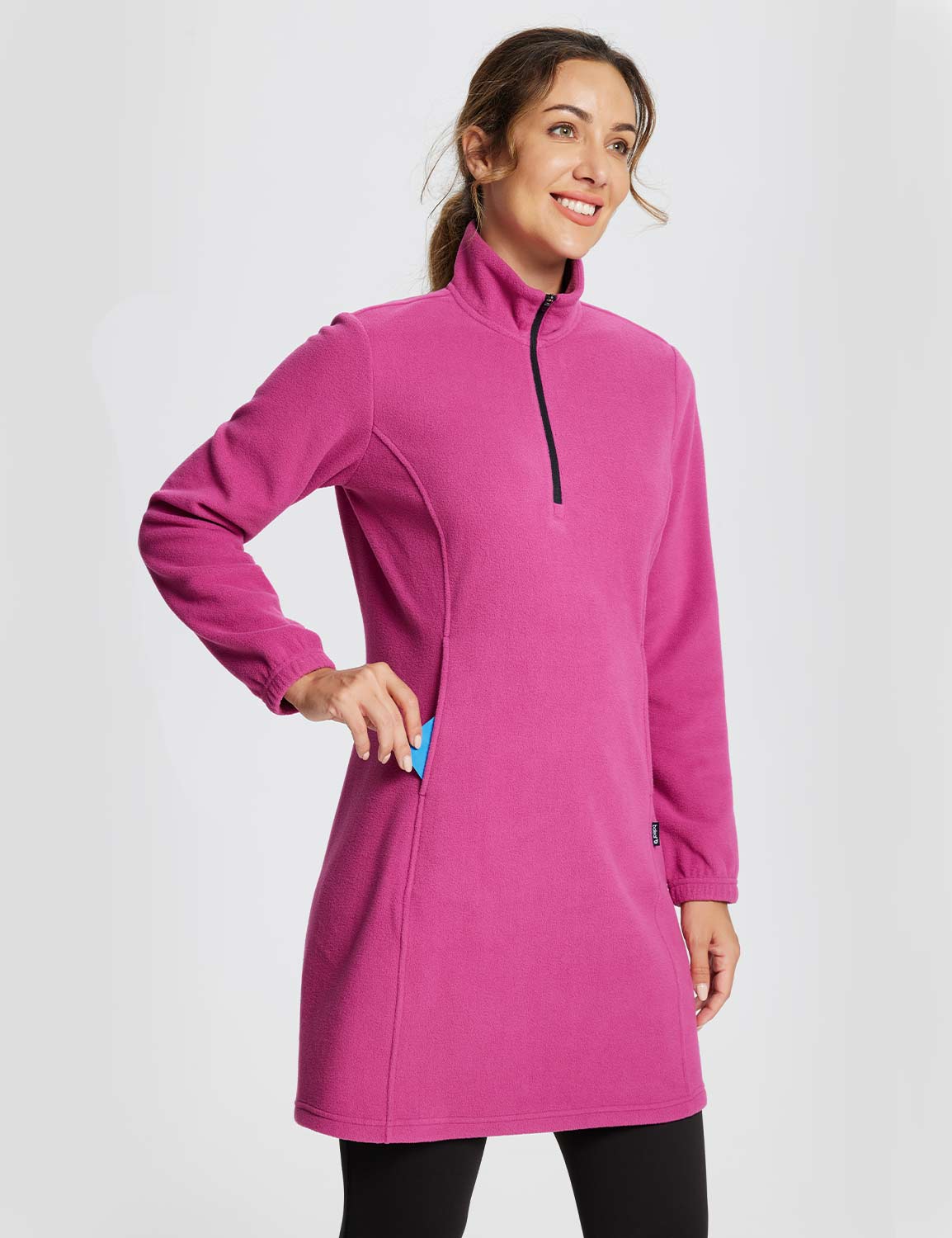 Long-Sleeve Quarter Zip Thermal Tunic Dress - Image 5