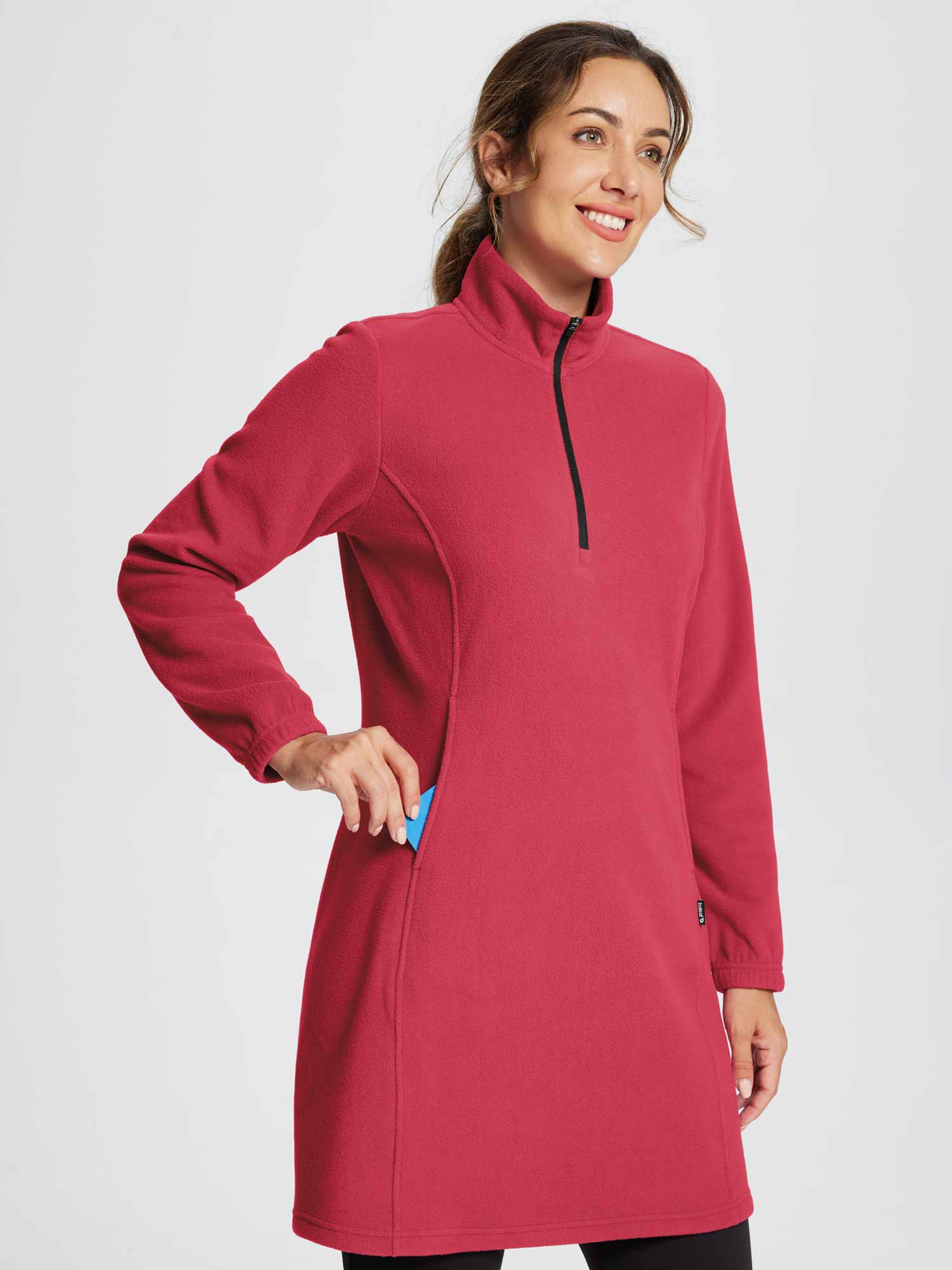 Long-Sleeve Quarter Zip Thermal Tunic Dress - Image 6
