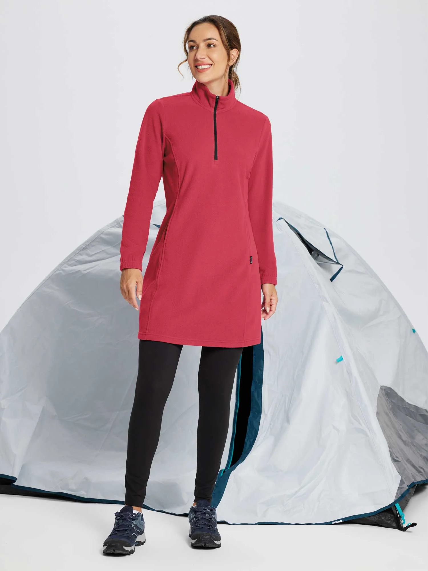 Long-Sleeve Quarter Zip Thermal Tunic Dress - Image 7