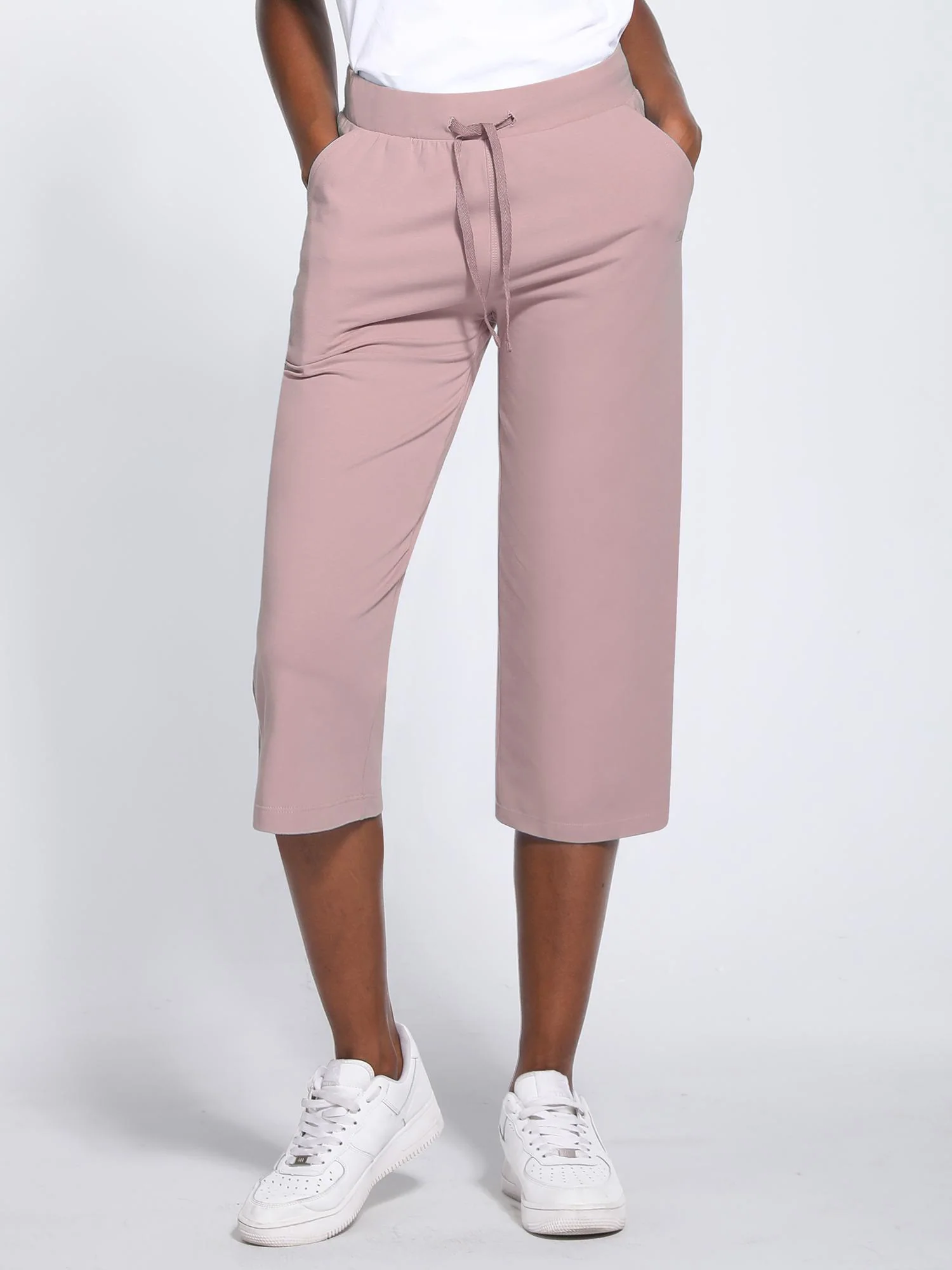 Women's Lightweight Wide-Leg Cotton Capri Pants - Image 20