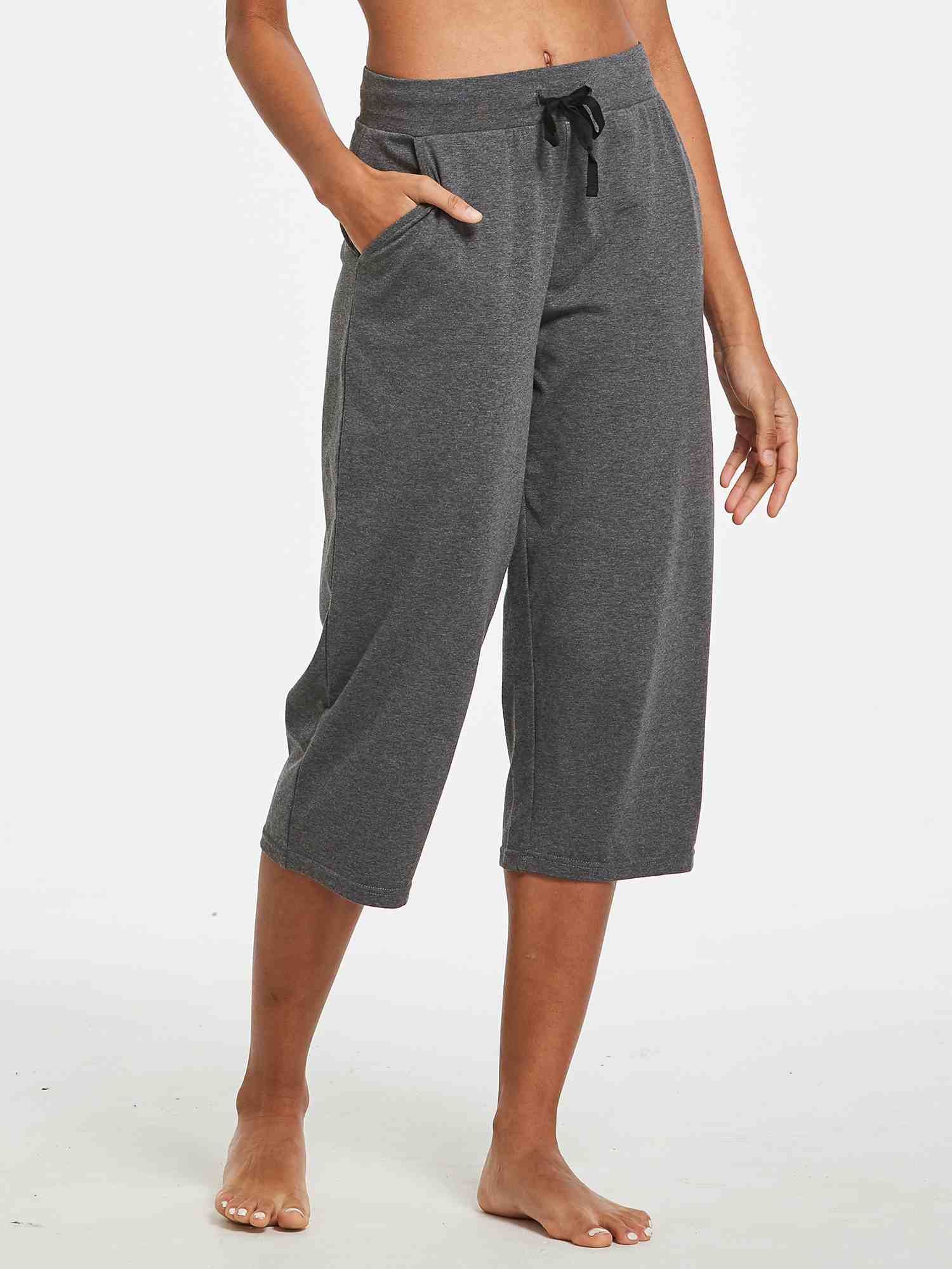 Women's Lightweight Wide-Leg Cotton Capri Pants - Image 30
