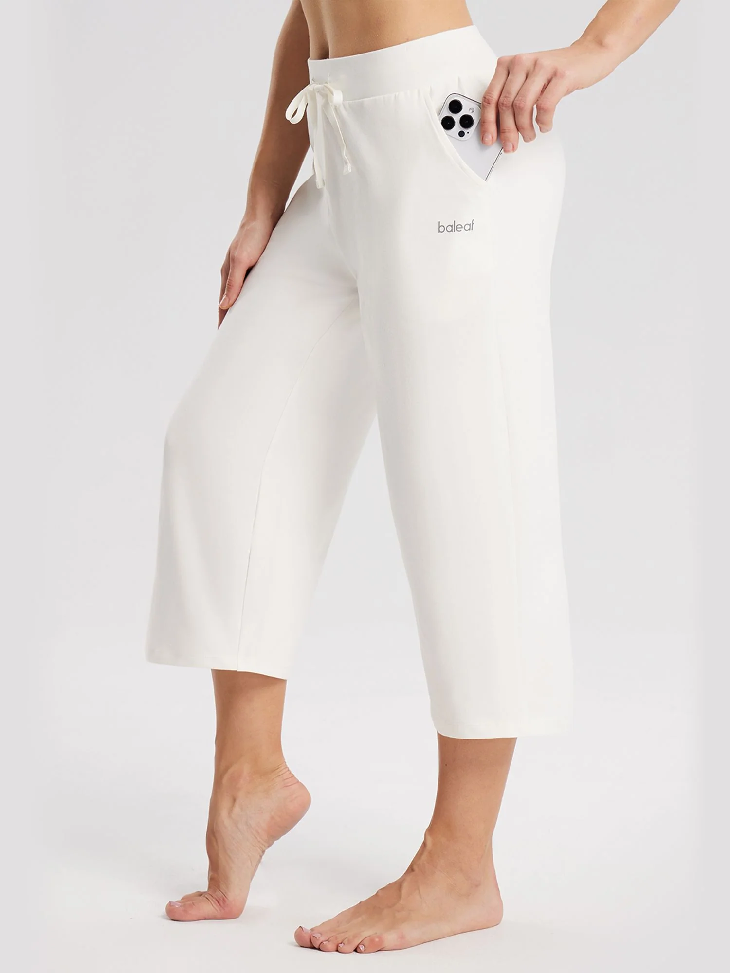Women's Lightweight Wide-Leg Cotton Capri Pants - Image 31