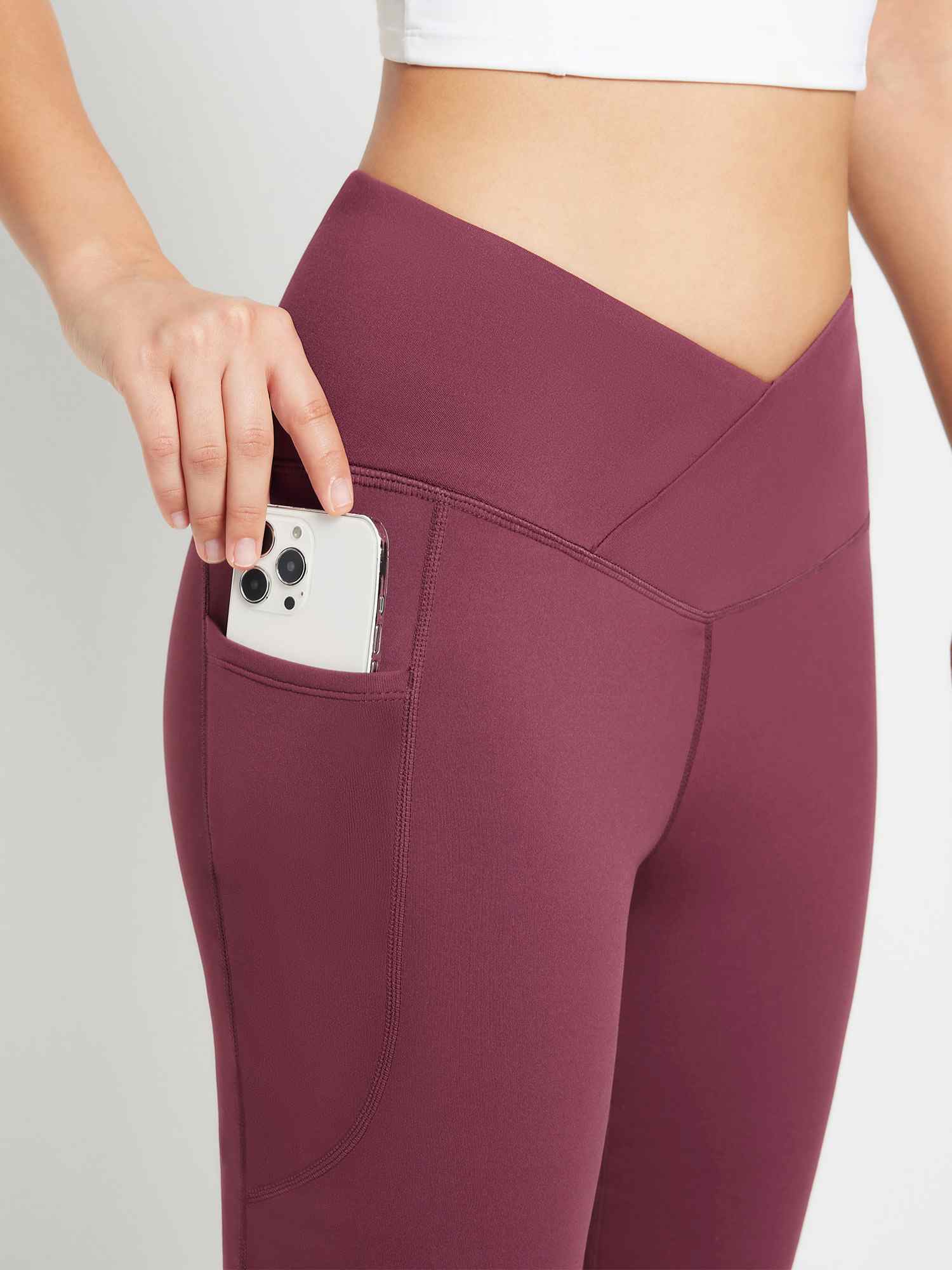 Crossover Waist Fleece Yoga Flare Pants - Image 16