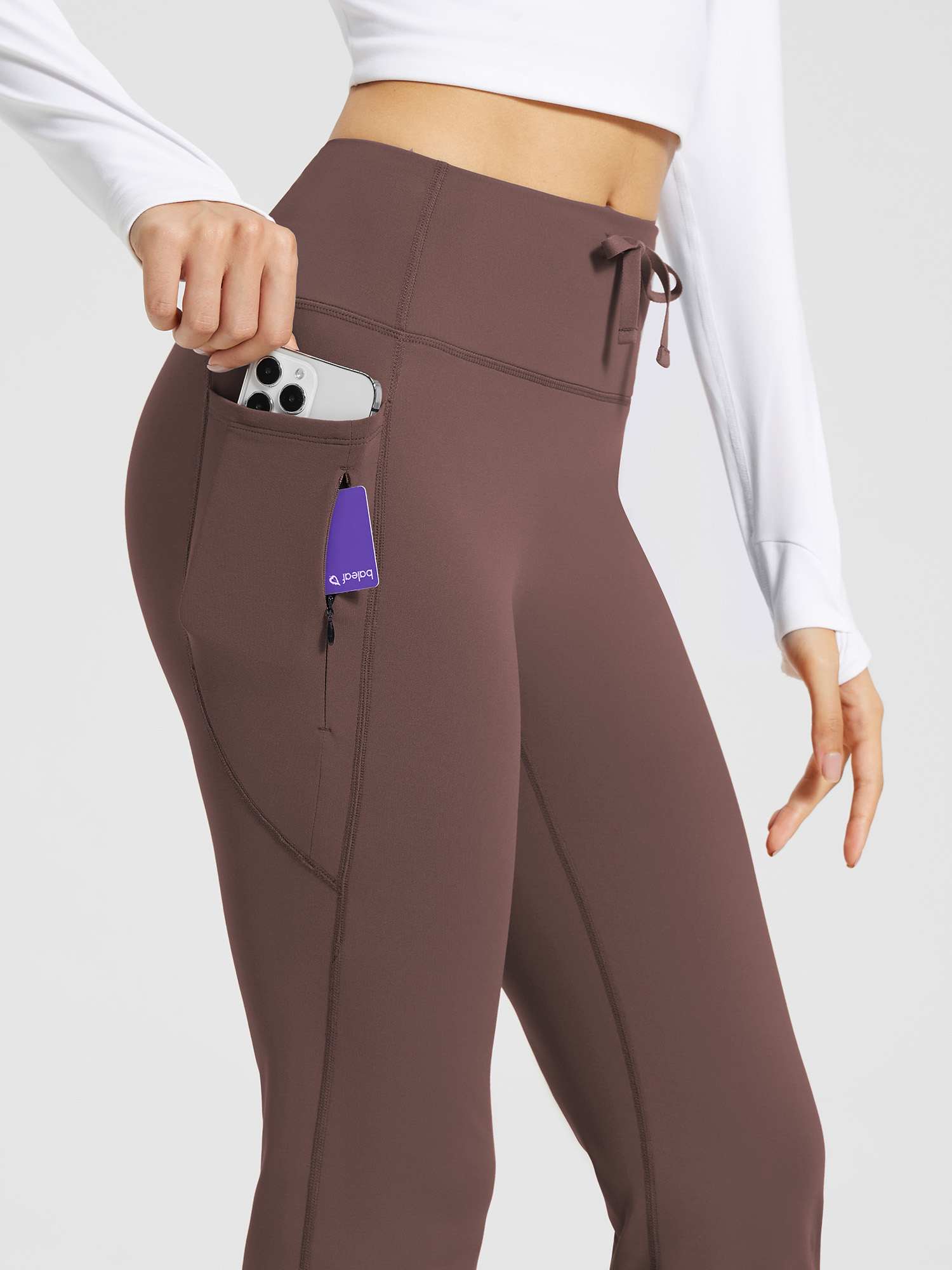 High-Waist Fleece-Lined Drawstring Flare Pants - Image 20