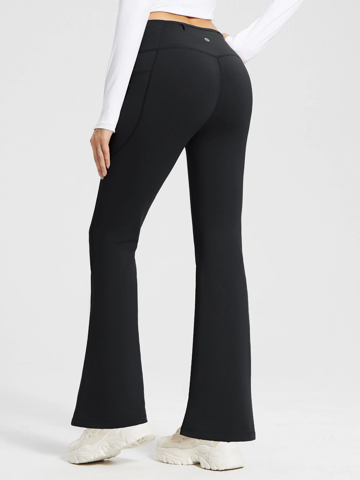High-Waist Fleece-Lined Drawstring Flare Pants - Image 33
