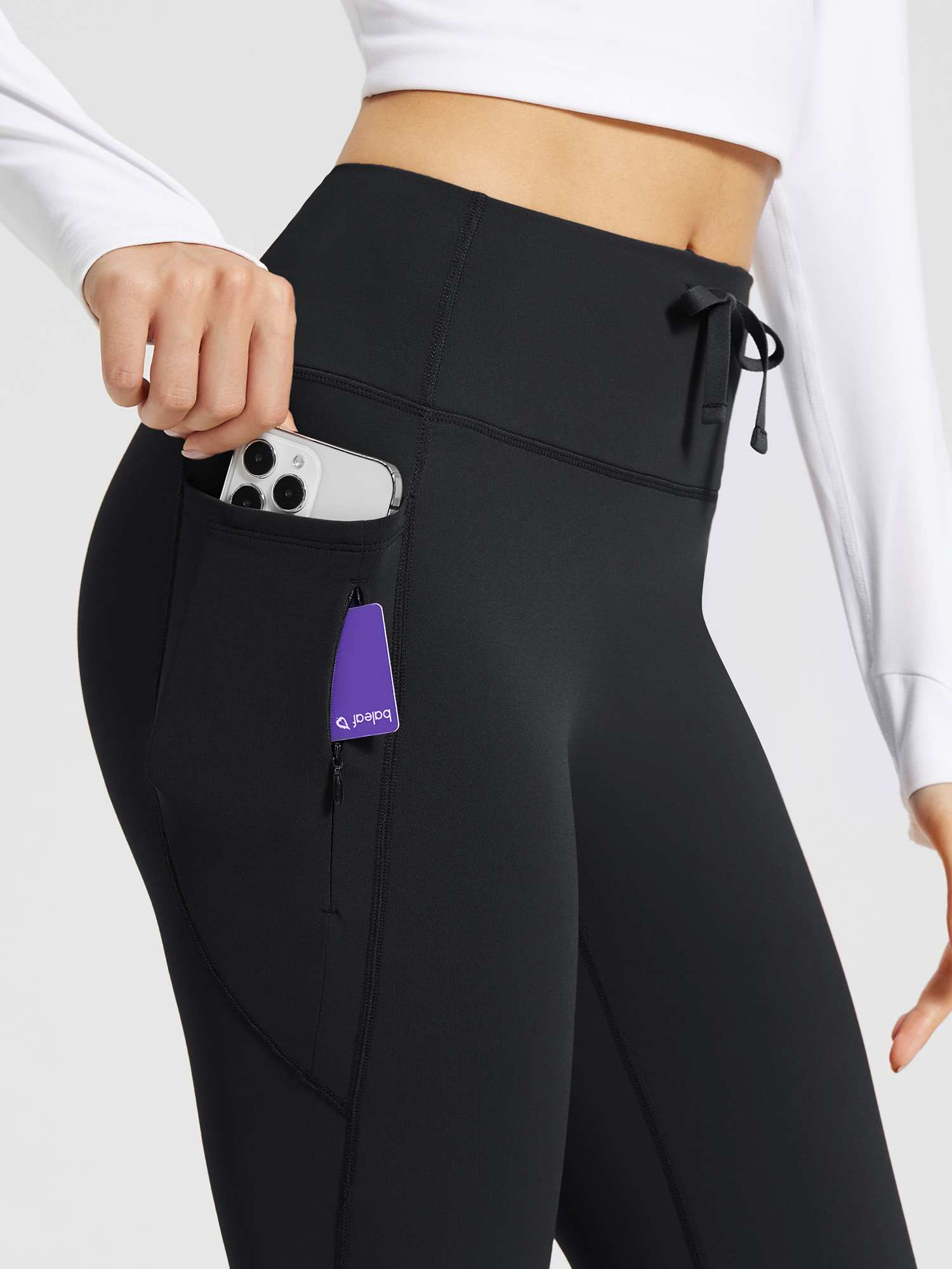 High-Waist Fleece-Lined Drawstring Flare Pants - Image 35