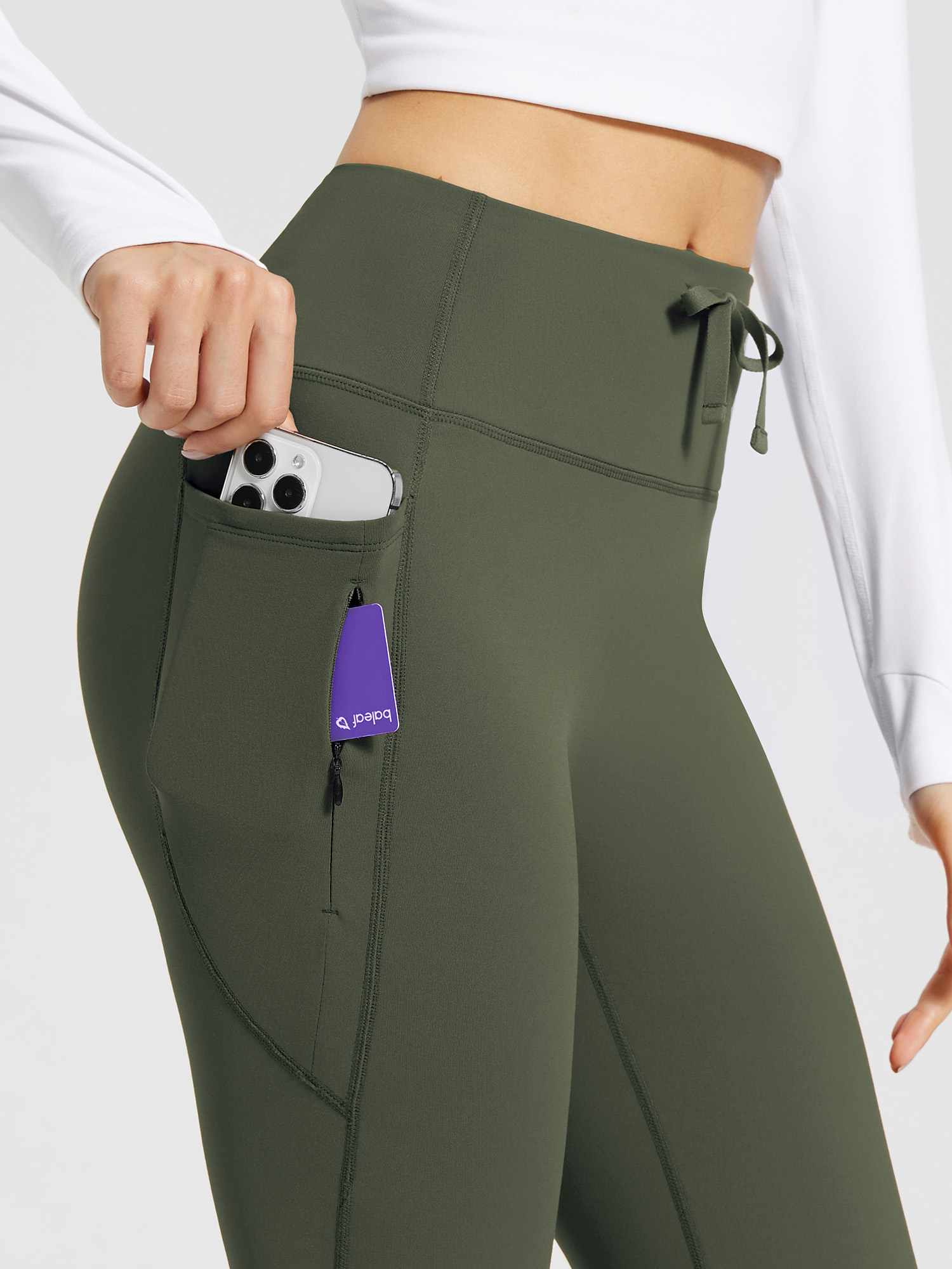 High-Waist Fleece-Lined Drawstring Flare Pants - Image 46