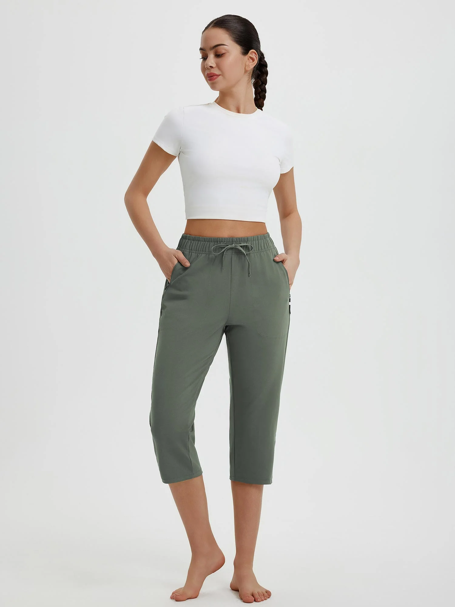 Women's 19" Quick-Dry Yoga Capri Pants - Image 39