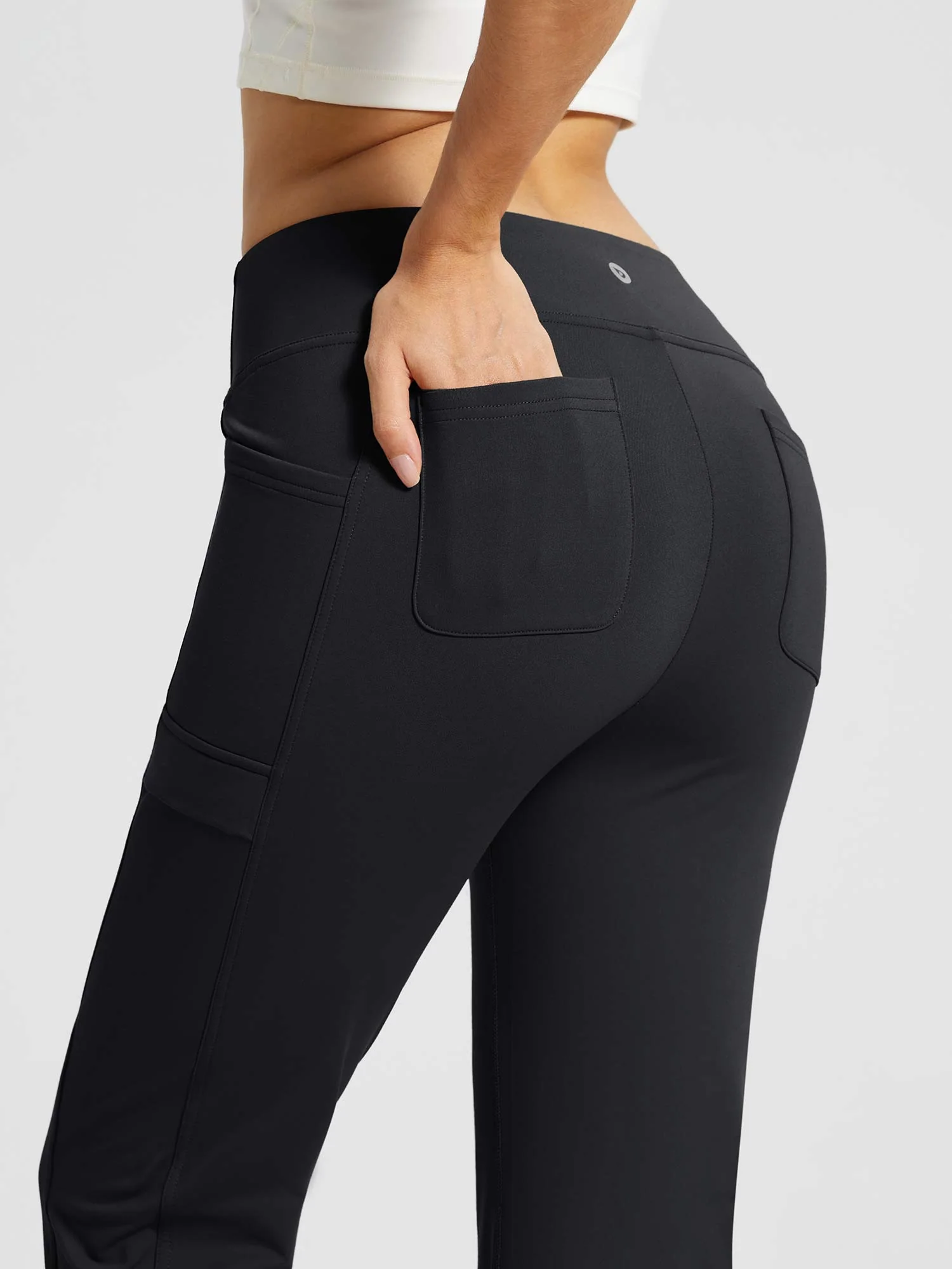 High-Waist Fleece-Lined Straight-Leg Yoga Pants - Image 24