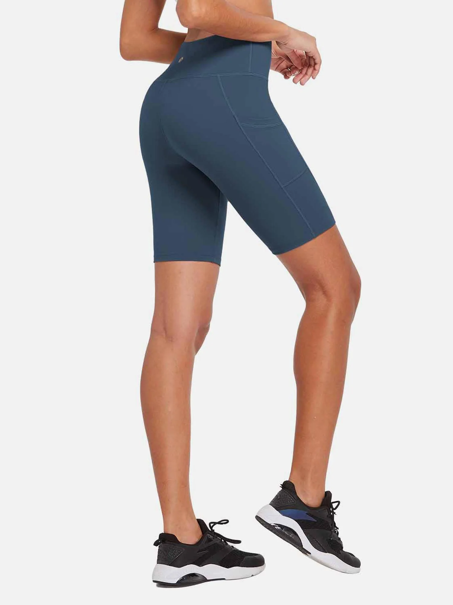 Women's 8" High-Waisted Compression Biker Shorts with Side Pockets - Image 14