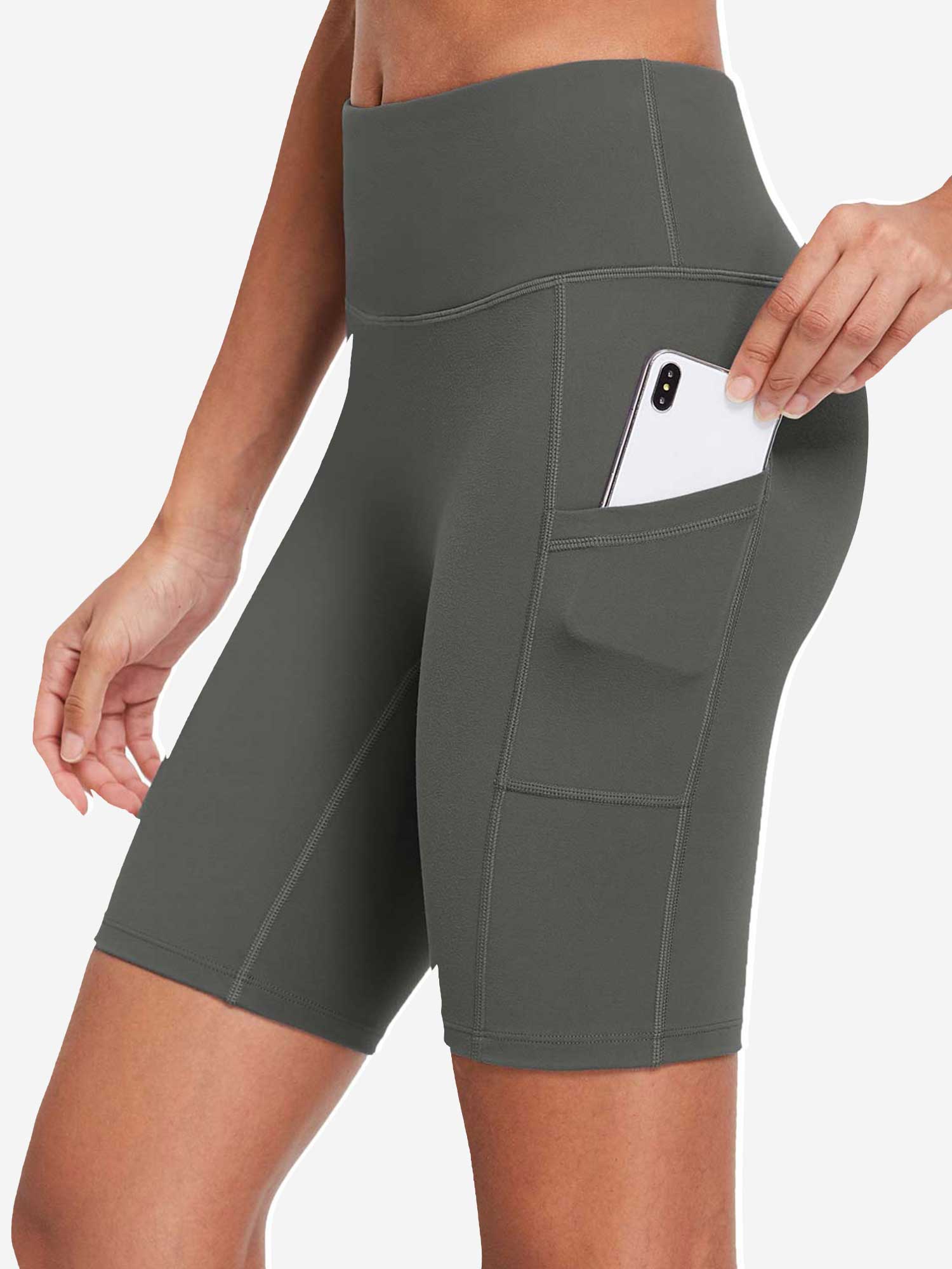 Women's 8" High-Waisted Compression Biker Shorts with Side Pockets - Image 28