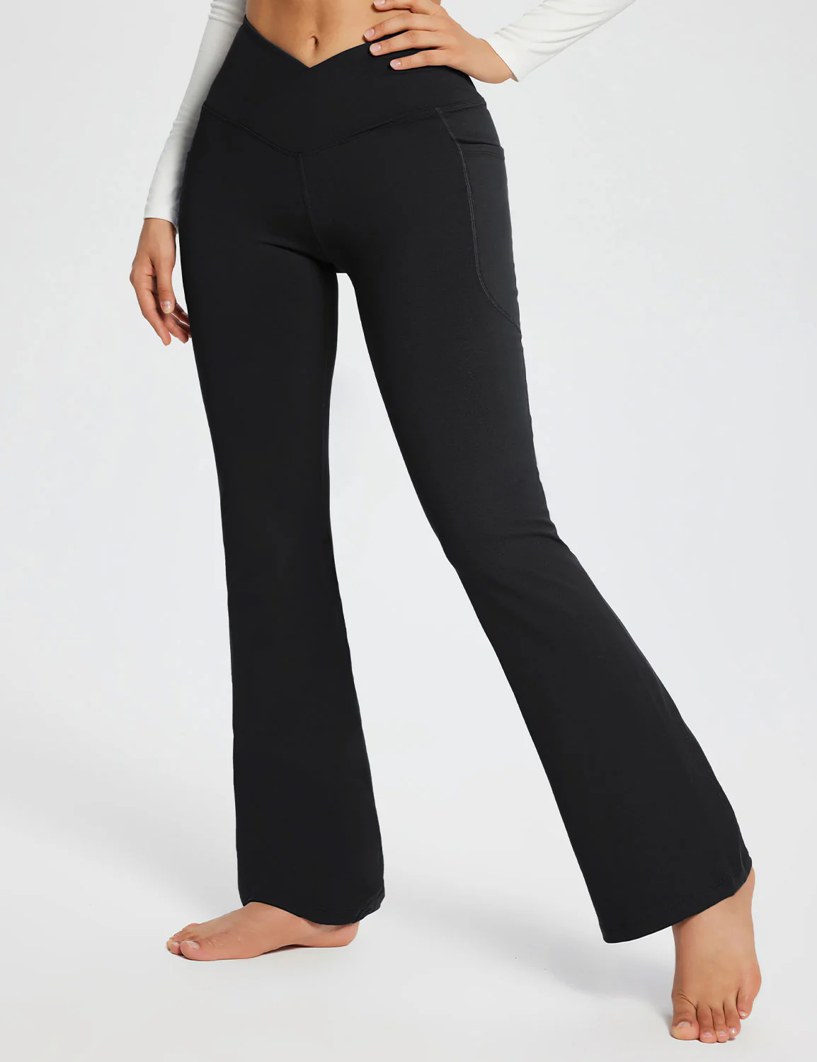 Laureate Women's 29" Crossover High-Waisted Flare Yoga Pants - Image 13