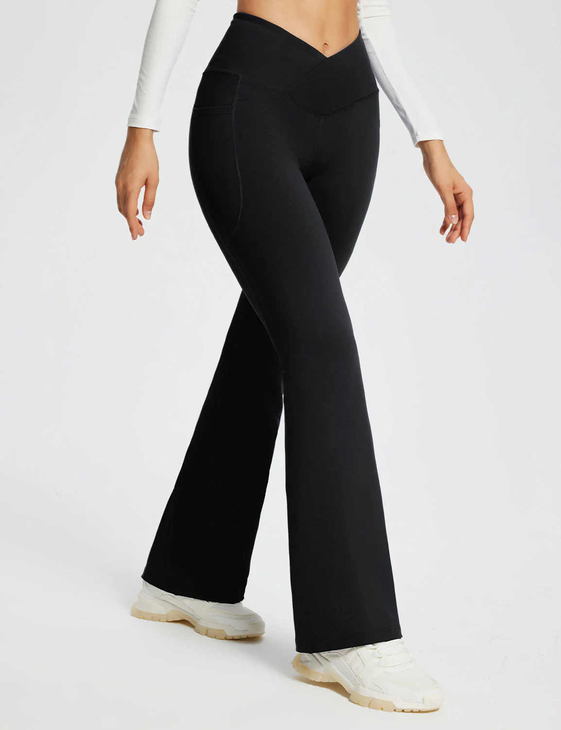 Laureate Women's 29" Crossover High-Waisted Flare Yoga Pants - Image 15