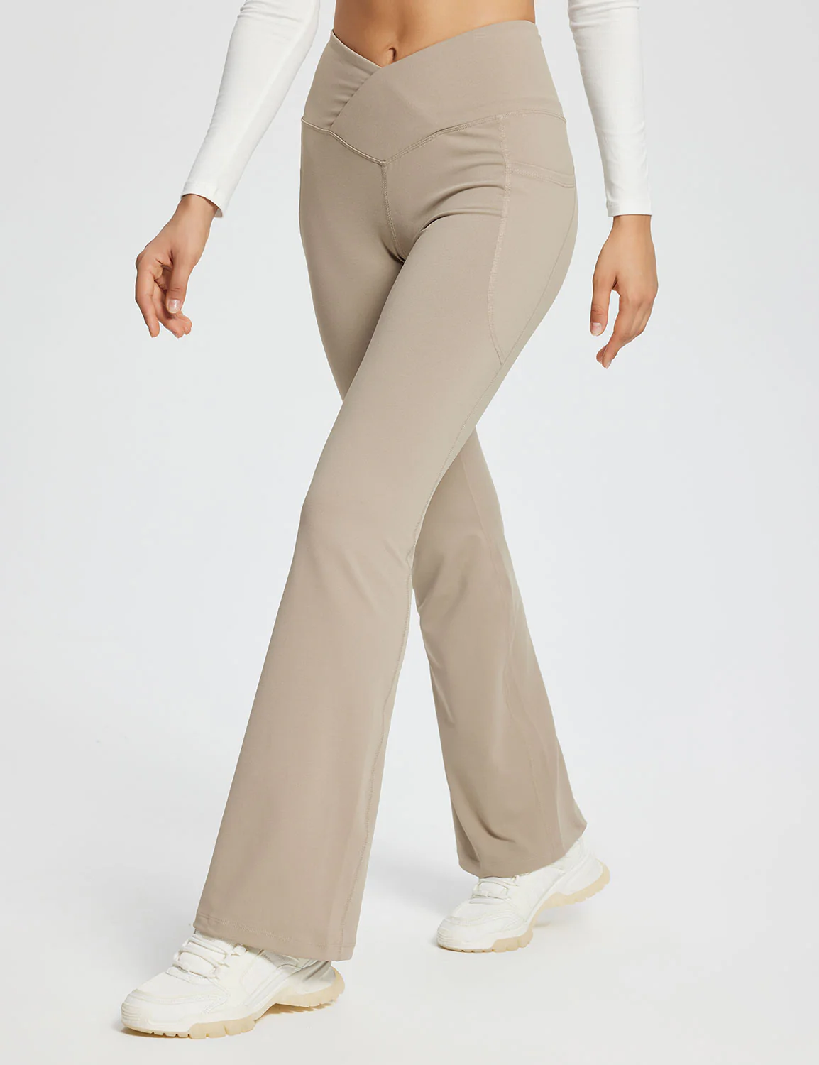 Laureate Women's 29" Crossover High-Waisted Flare Yoga Pants - Image 3