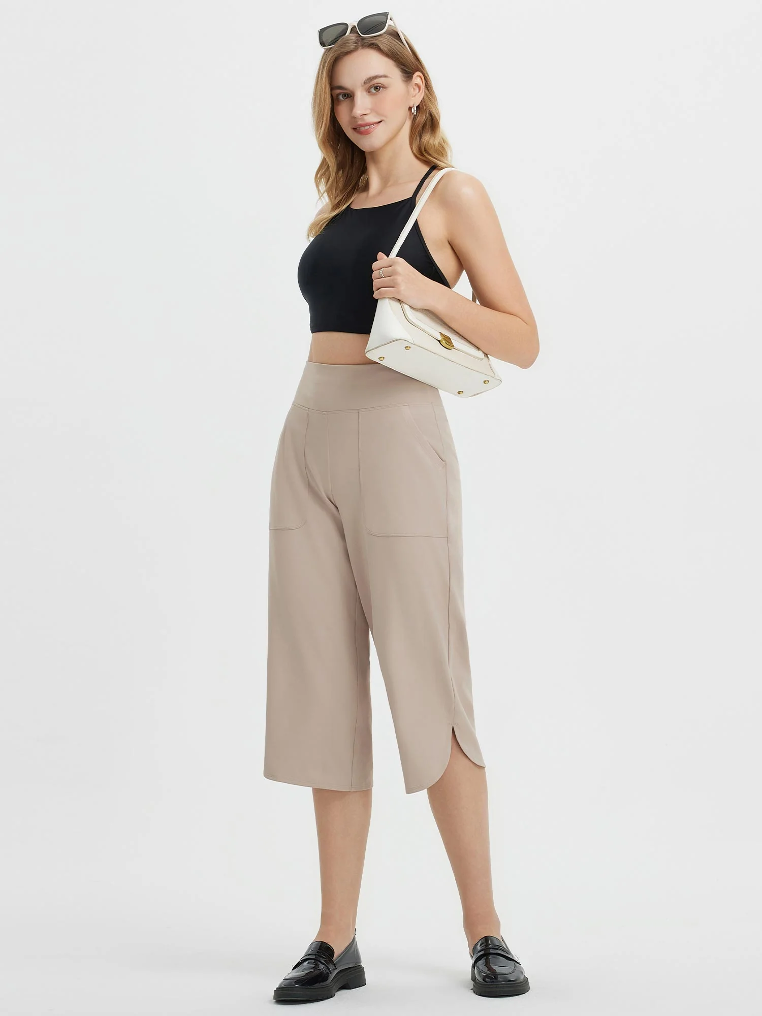 Secret Breeze Curved Hem Capris - Image 24