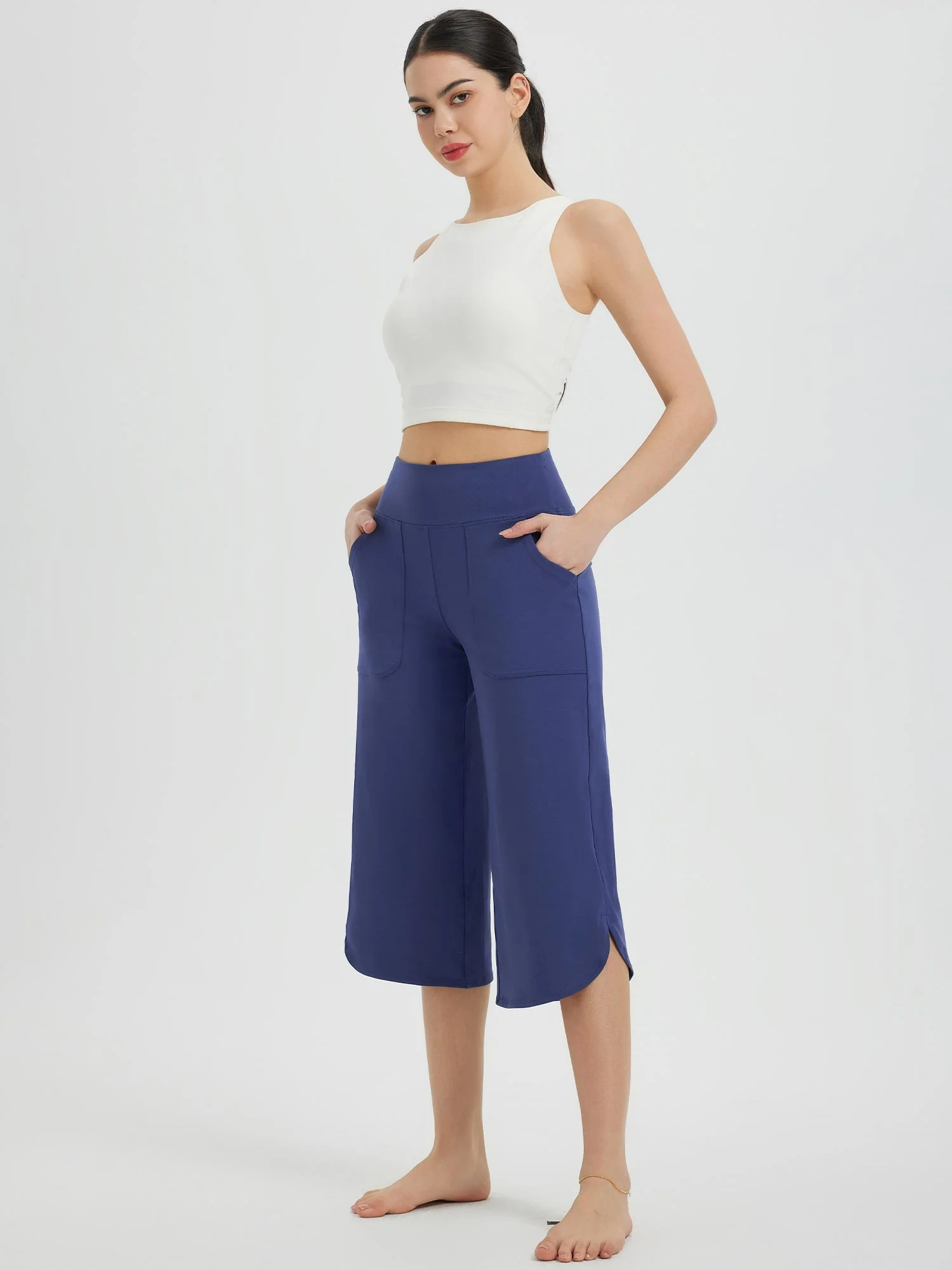 Secret Breeze Curved Hem Capris - Image 29