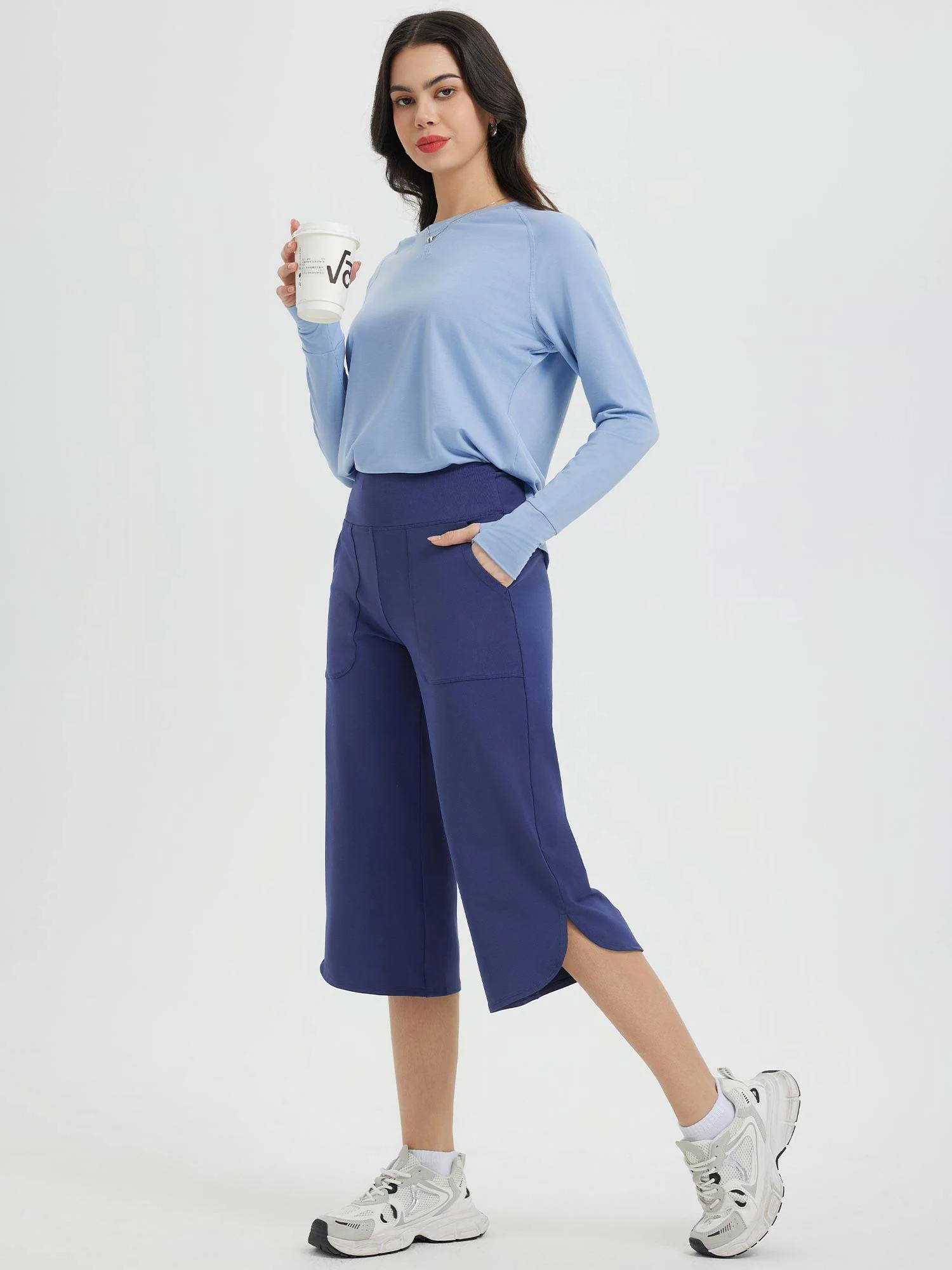 Secret Breeze Curved Hem Capris - Image 30