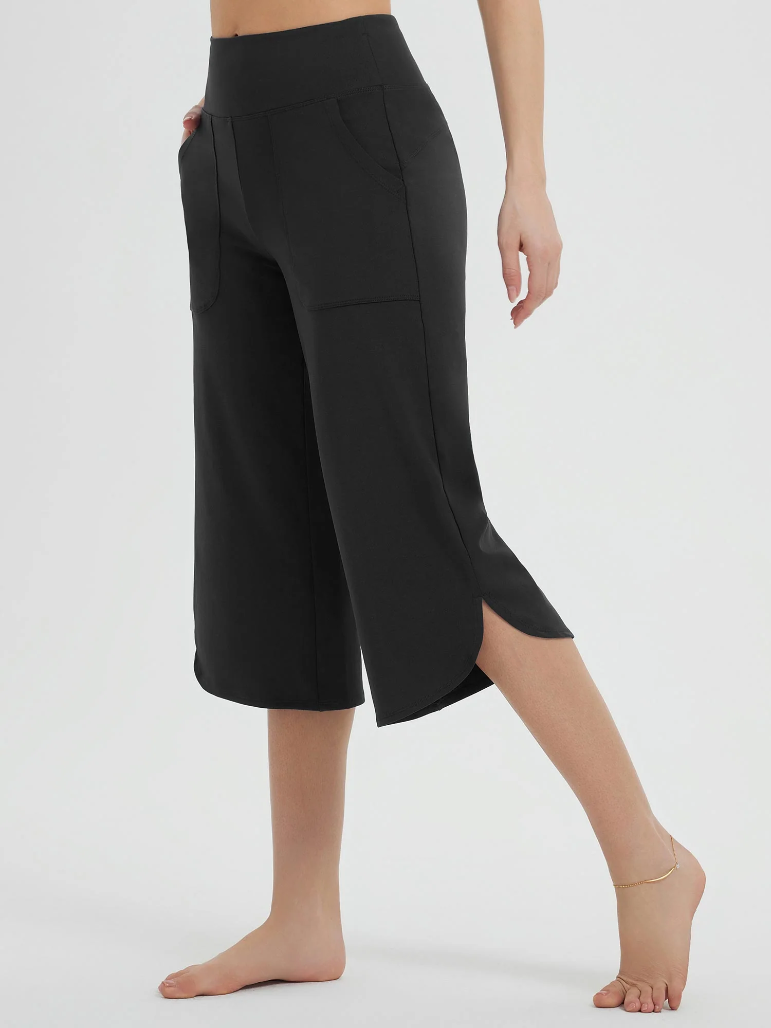 Secret Breeze Curved Hem Capris - Image 4