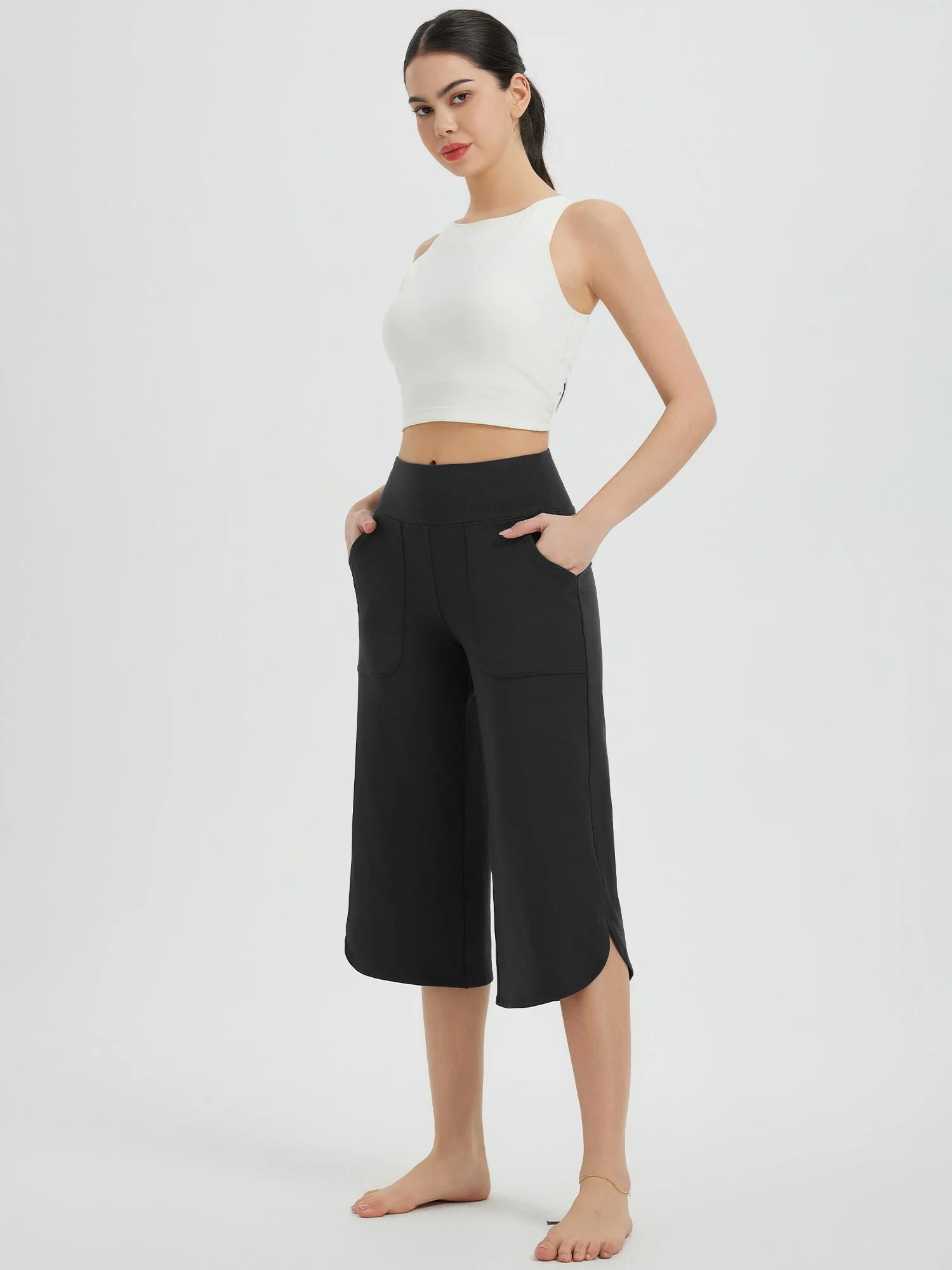 Secret Breeze Curved Hem Capris - Image 5