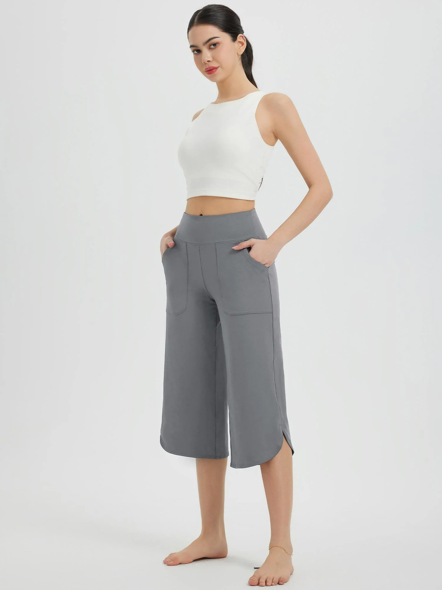 Secret Breeze Curved Hem Capris - Image 9