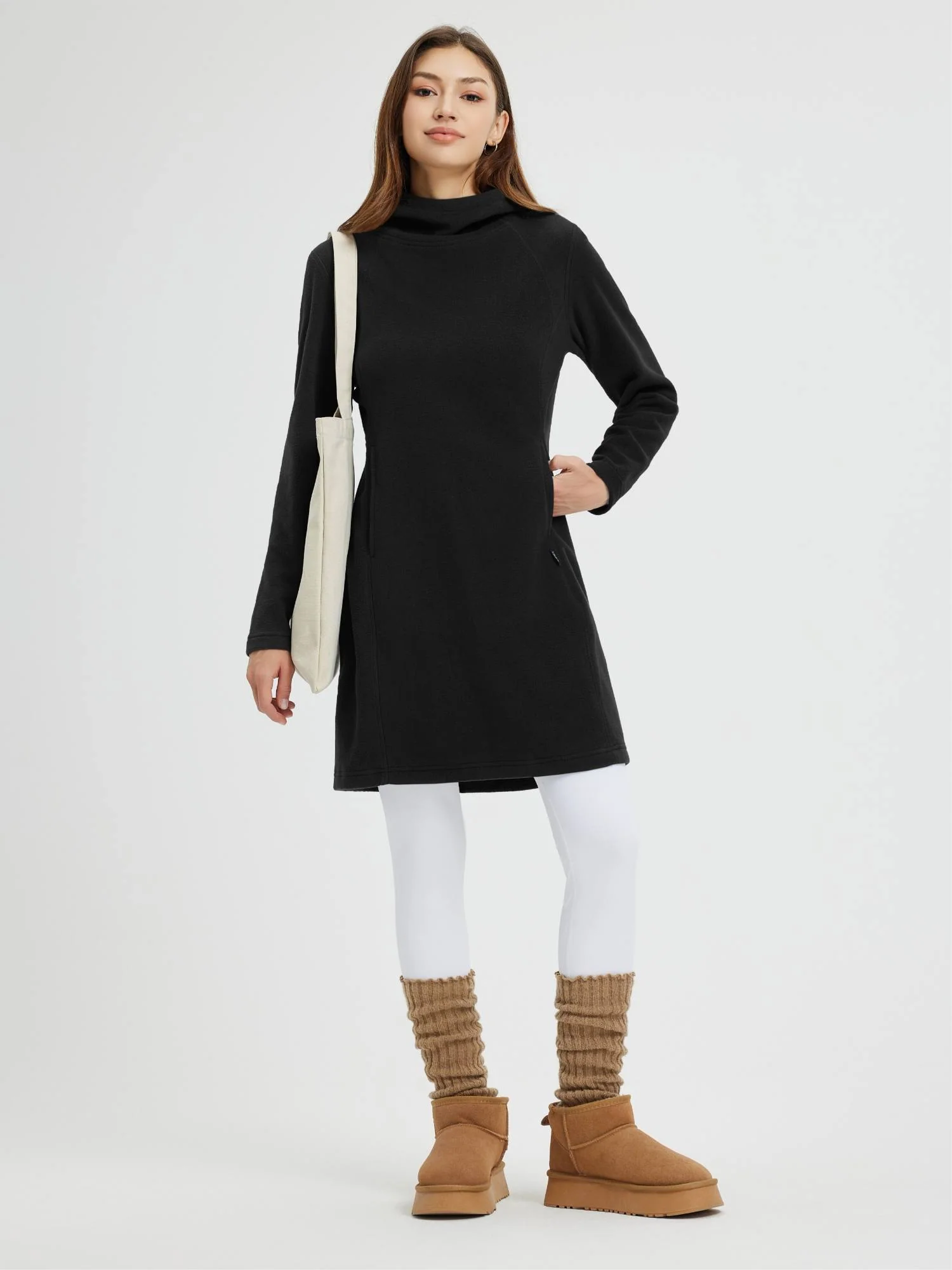 Women’s Outdoor Knit Hooded Fleece Dress - Image 11