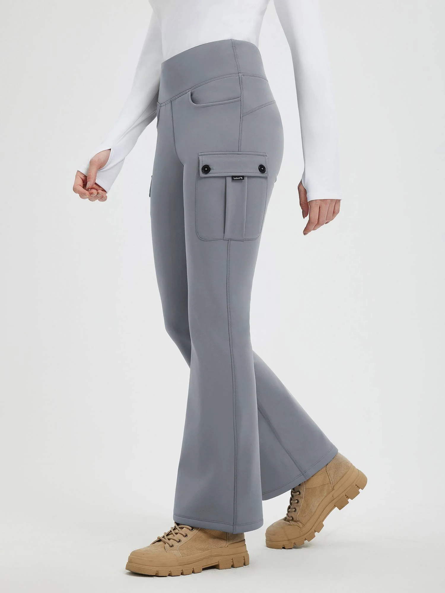 Women’s Outdoor Thick Fleece Slightly Workwear Flared Pants - Image 14