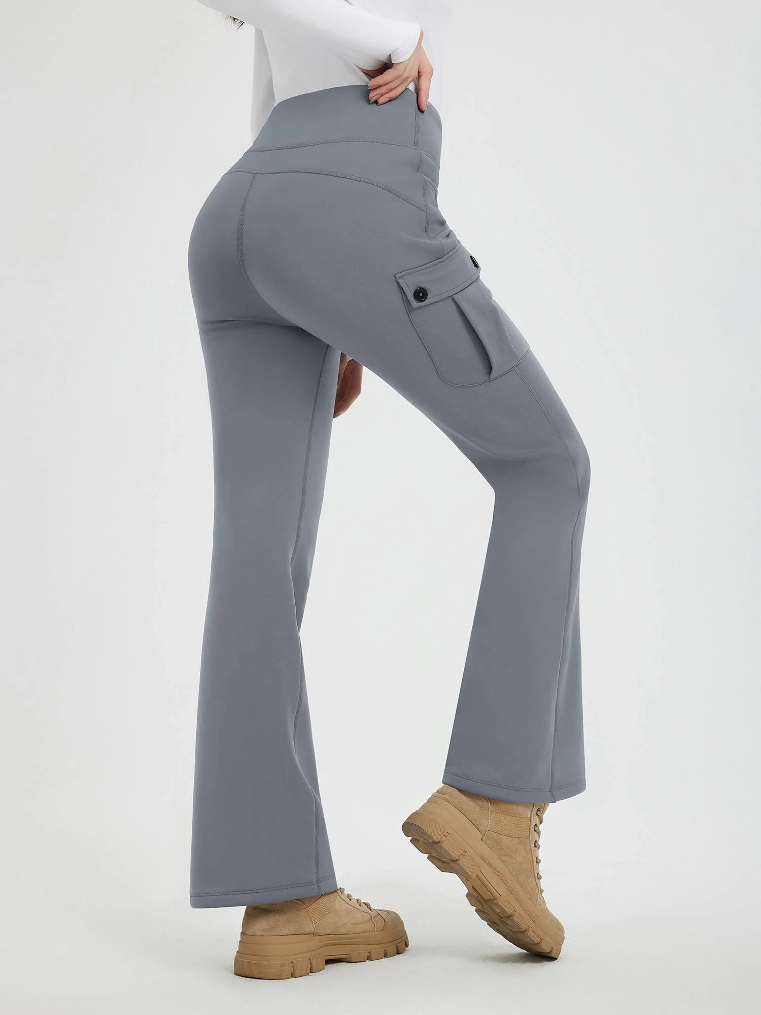 Women’s Outdoor Thick Fleece Slightly Workwear Flared Pants - Image 16
