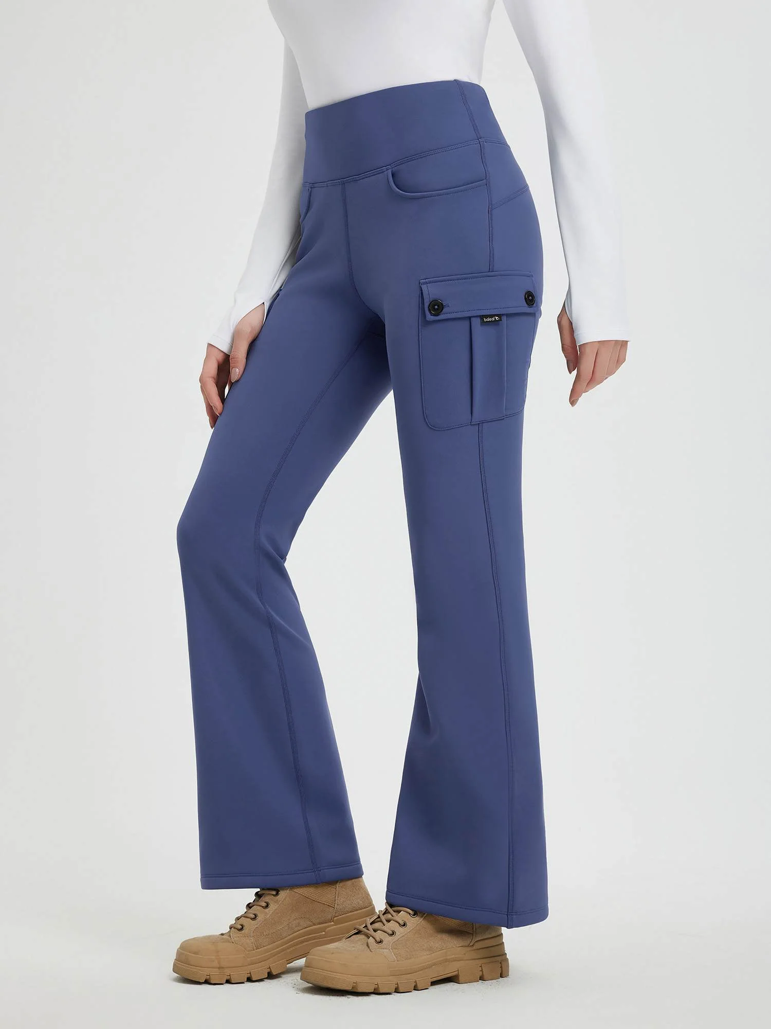 Women’s Outdoor Thick Fleece Slightly Workwear Flared Pants - Image 7