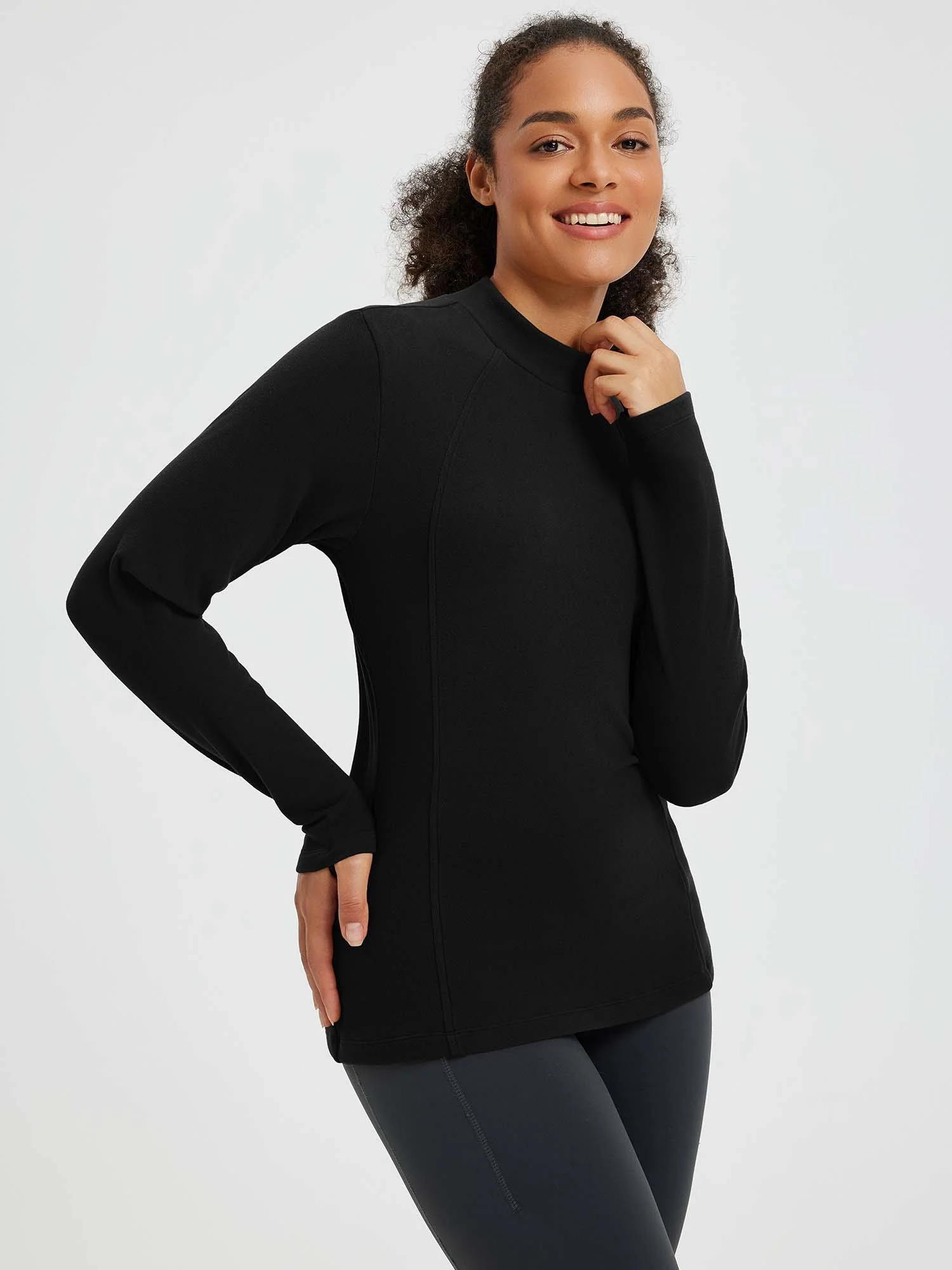 Running Half-Turtleneck Fleece Long-Sleeve T-Shirt - Image 4