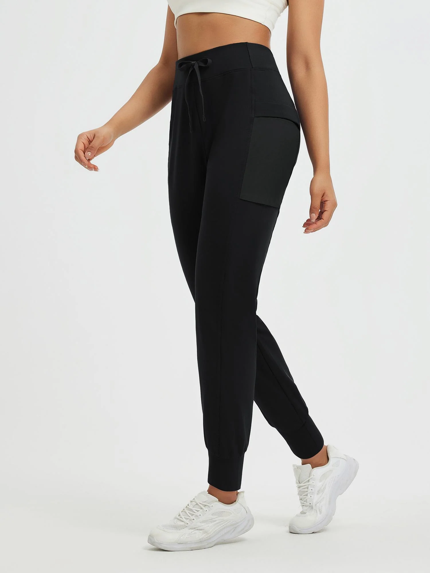 Women’s Running Patchwork Pockets Fleece Cuffed Pants - Image 11