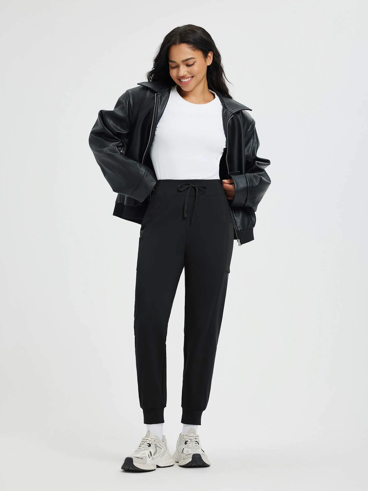 Women’s Running Patchwork Pockets Fleece Cuffed Pants - Image 12