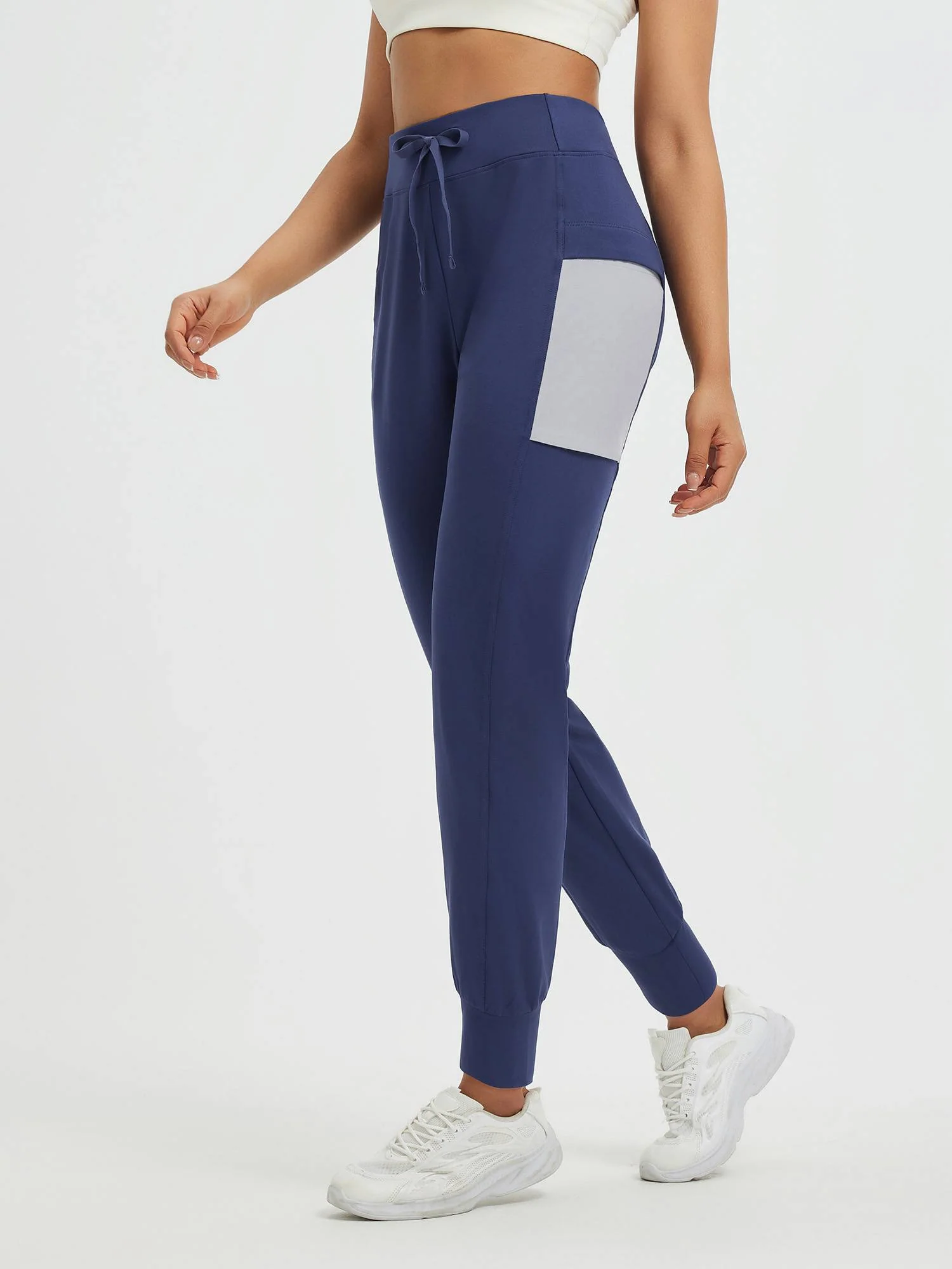 Women’s Running Patchwork Pockets Fleece Cuffed Pants - Image 14