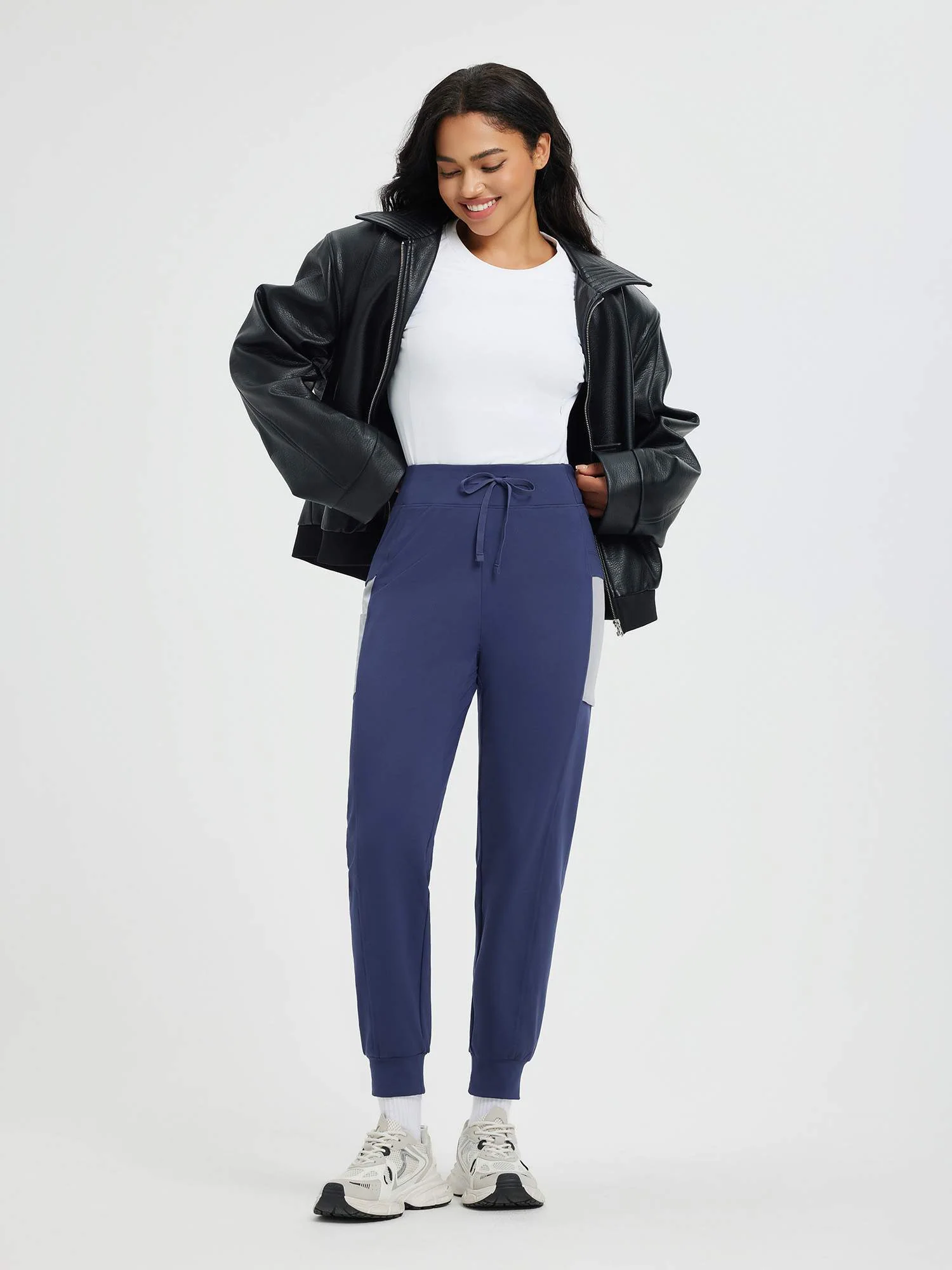 Women’s Running Patchwork Pockets Fleece Cuffed Pants - Image 18