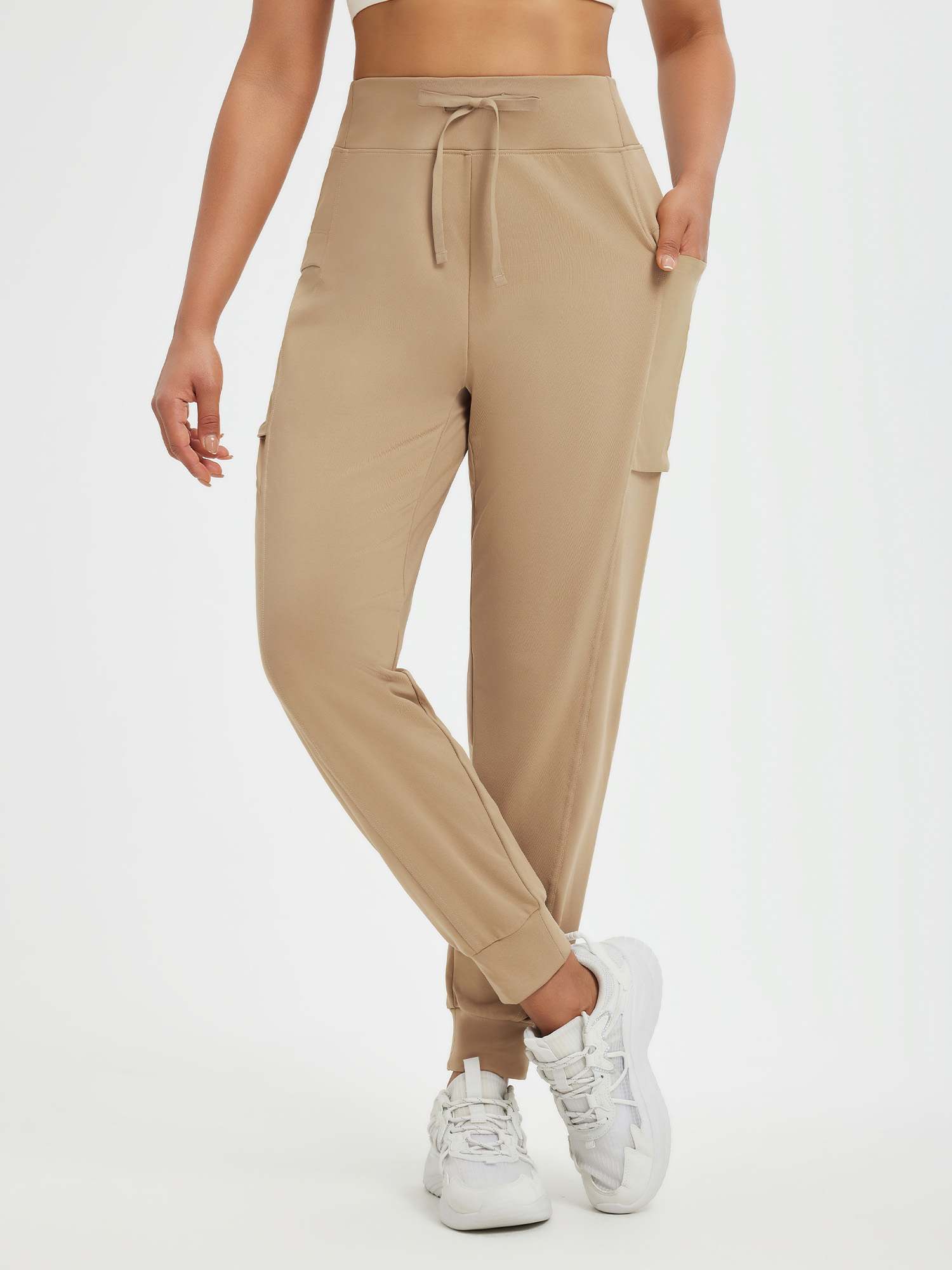Women’s Running Patchwork Pockets Fleece Cuffed Pants - Image 19