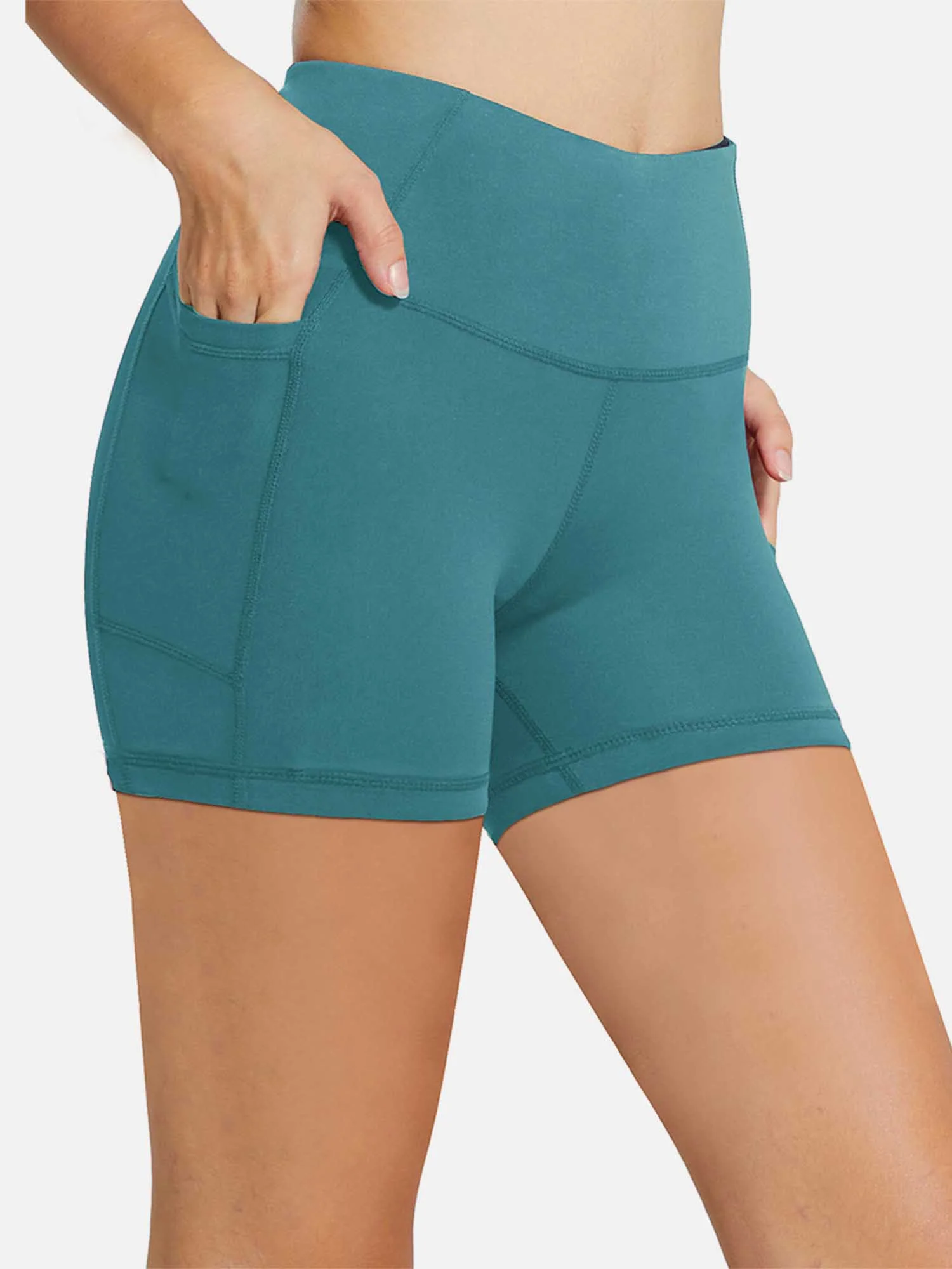 Women's 5" High-Waisted Compression Biker Shorts - Image 32