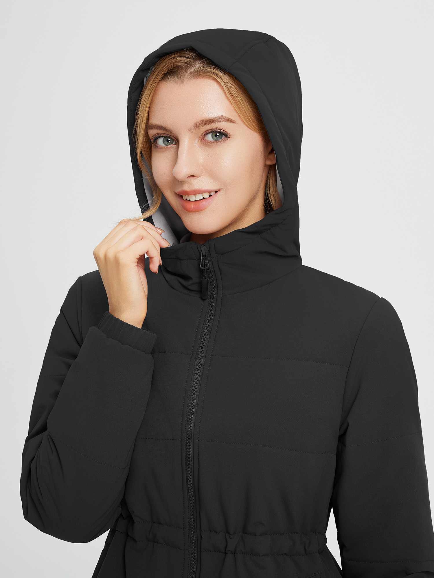 Women's Cinch Waist Puffer Jacket - Image 11