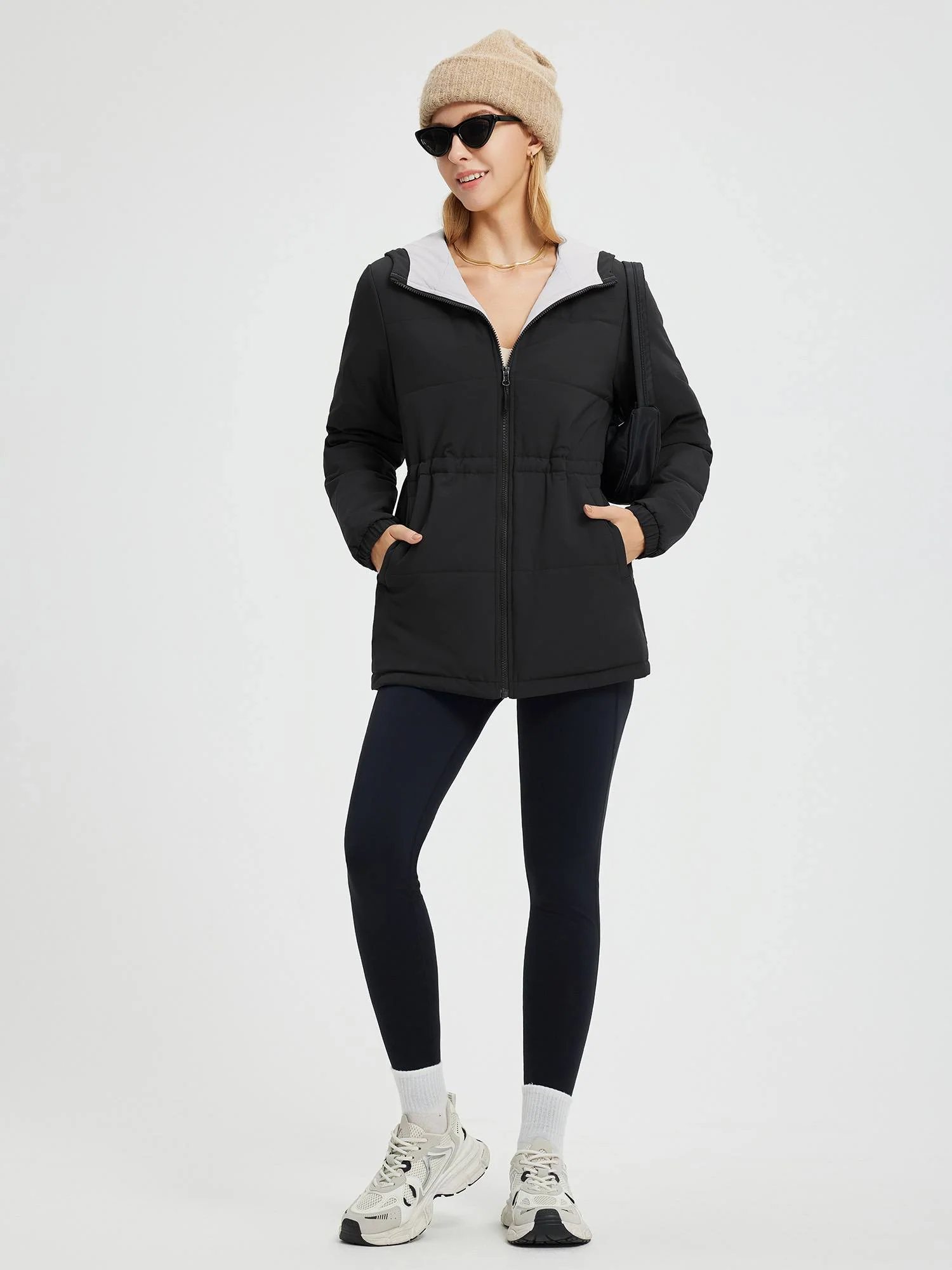 Women's Cinch Waist Puffer Jacket - Image 12