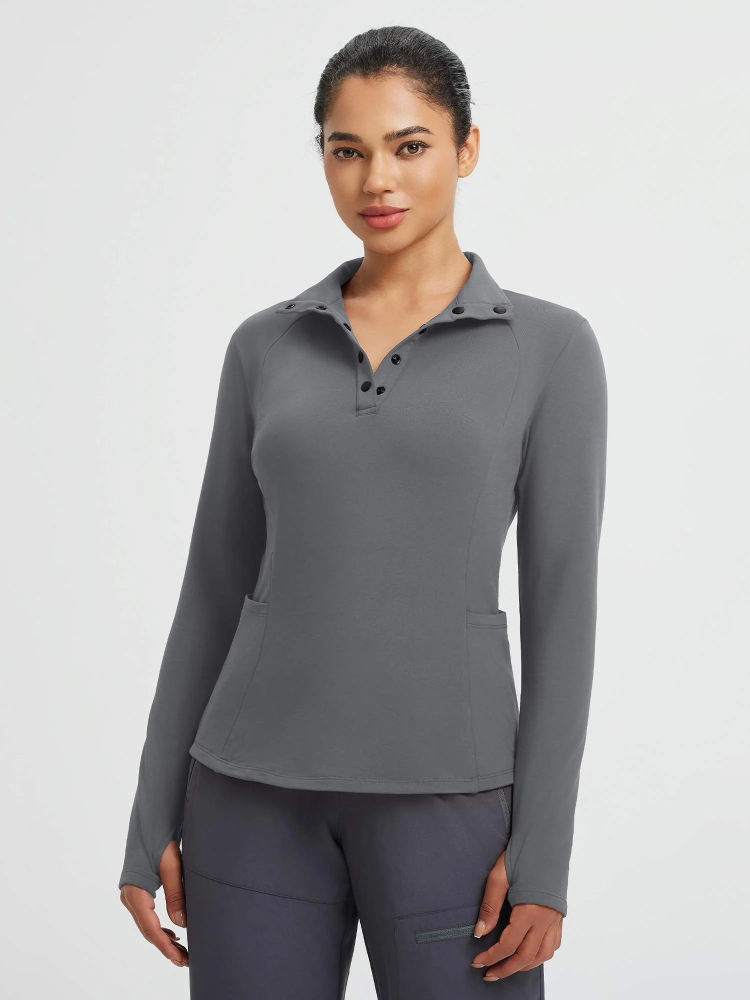 Women's Half-Snap Long-Sleeve Yoga Top - Image 13