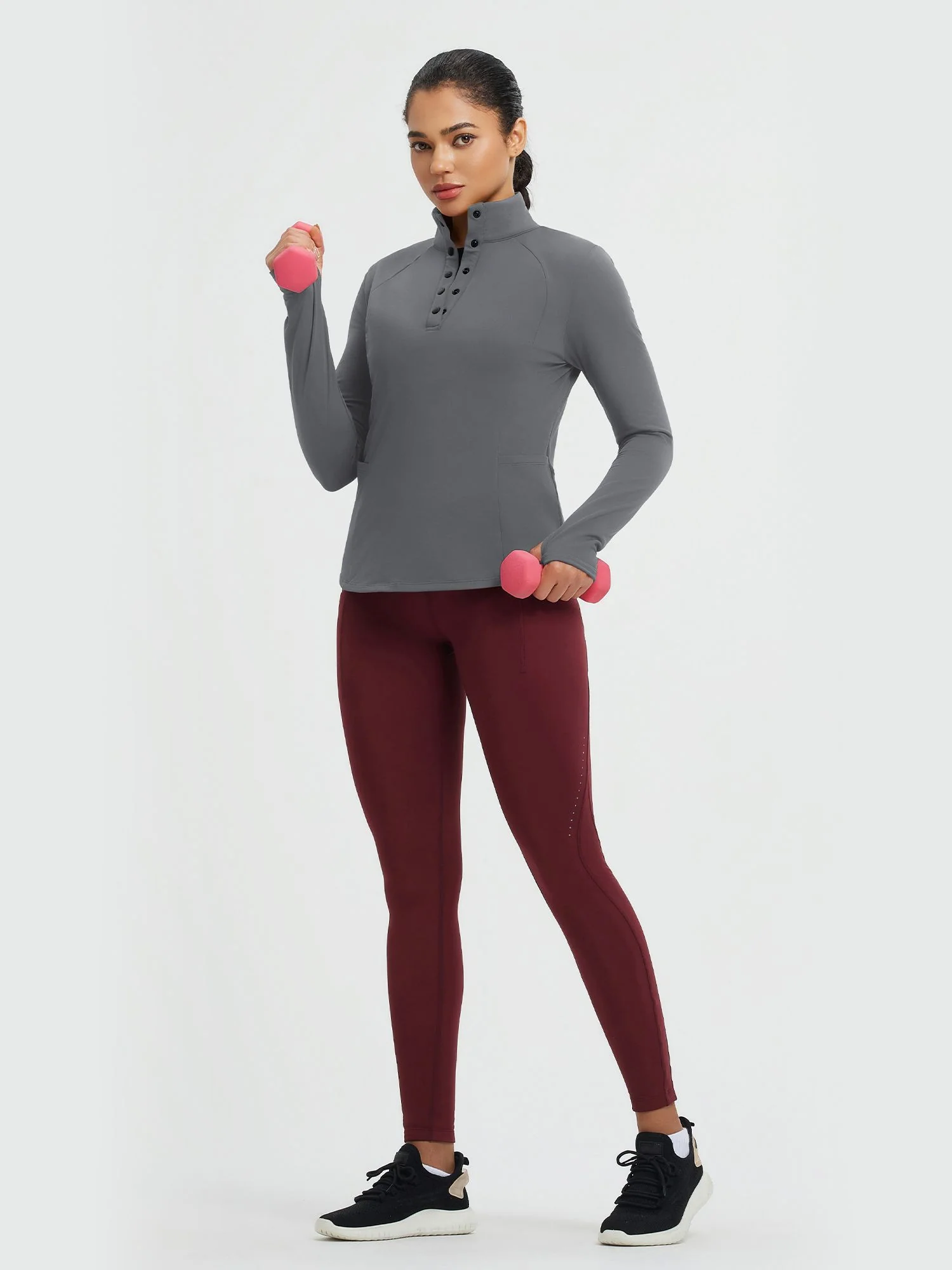 Women's Half-Snap Long-Sleeve Yoga Top - Image 17